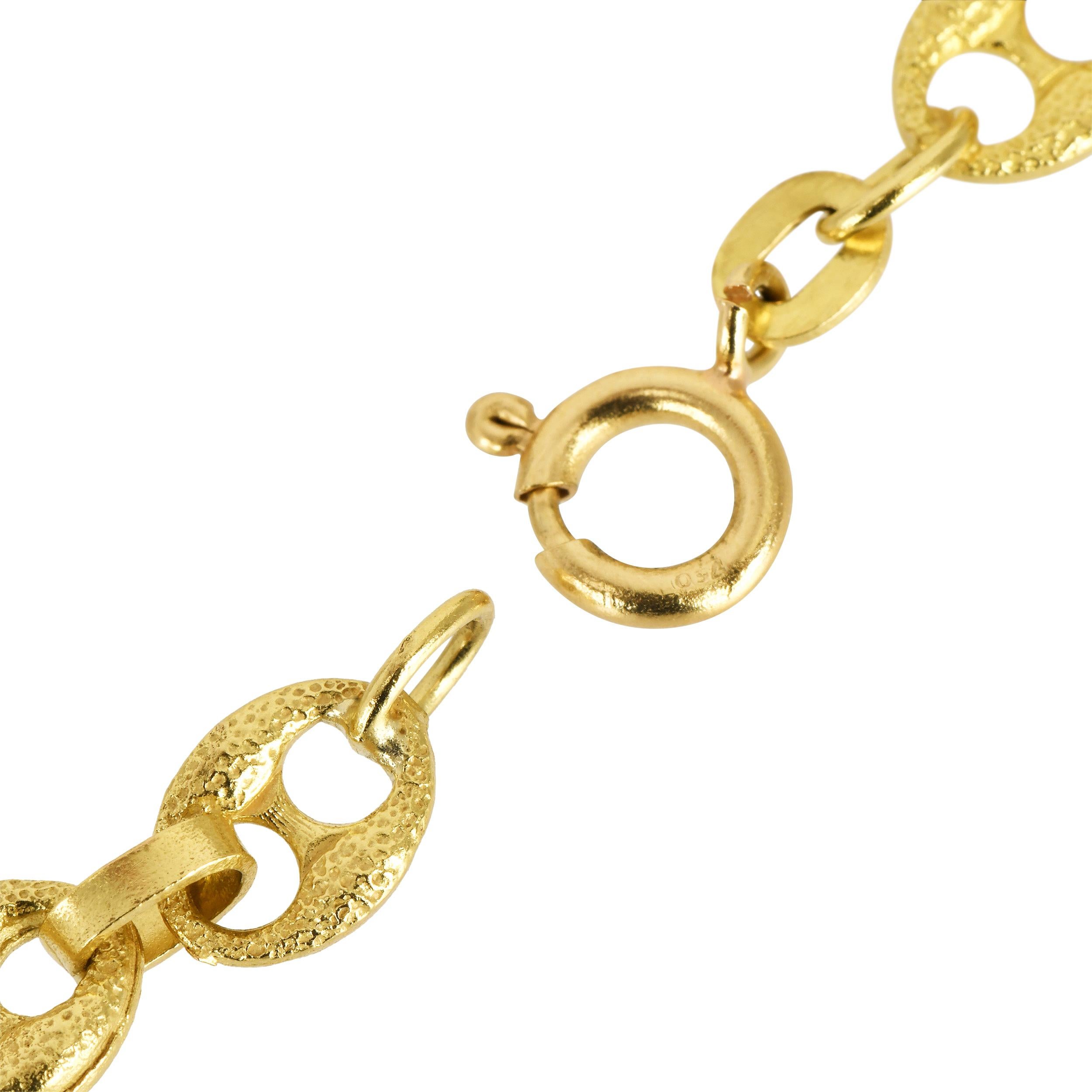 Collar de eslabones de fantasía de oro de 18 quilates con textura retro vintage 41,8 gramos en venta 1