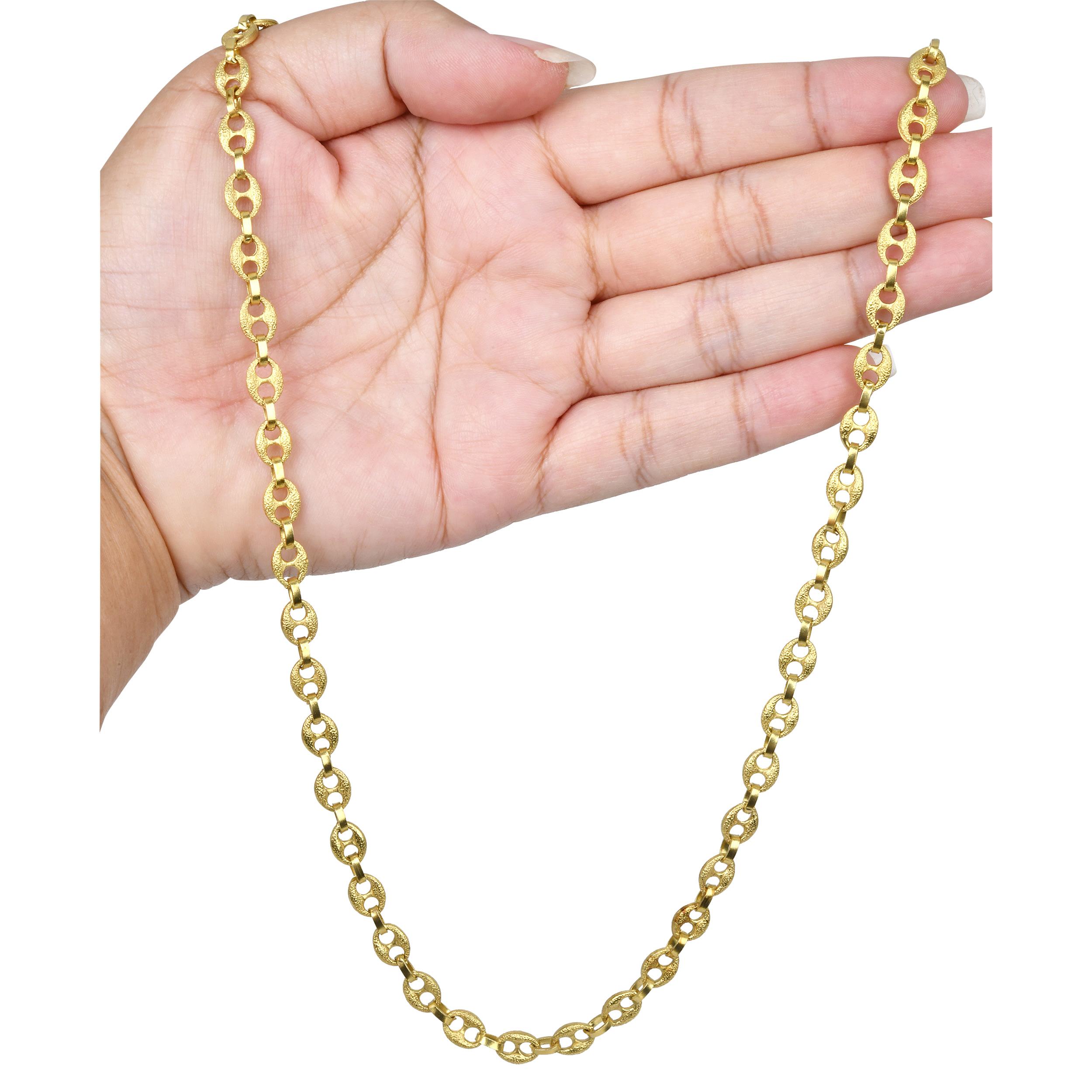 Collar de eslabones de fantasía de oro de 18 quilates con textura retro vintage 41,8 gramos en venta 2