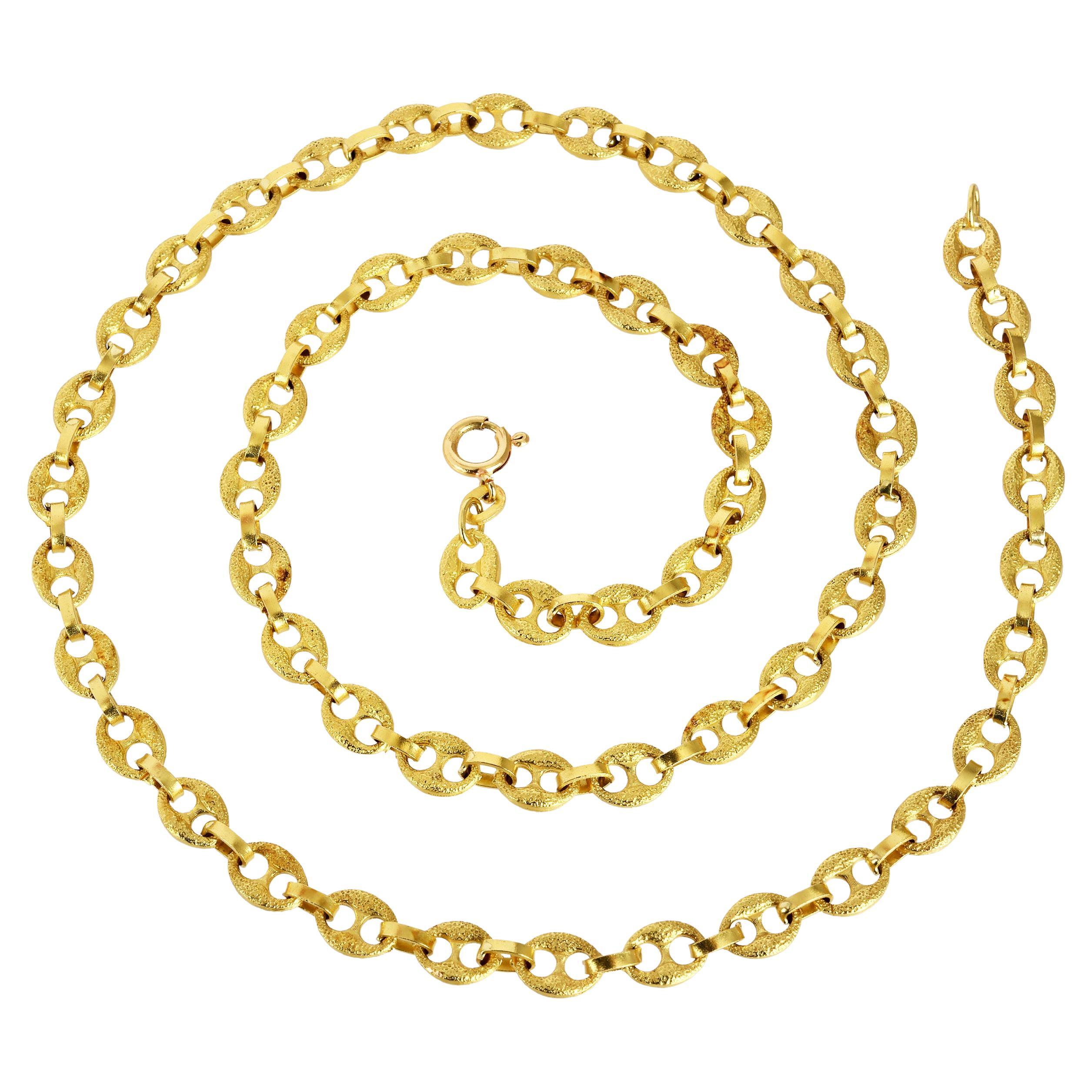 Collar de eslabones de fantasía de oro de 18 quilates con textura retro vintage 41,8 gramos en venta