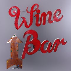 Vintage Retro Three-Part Wine Bar Tin Advertising Trade Sign circa 1950’s