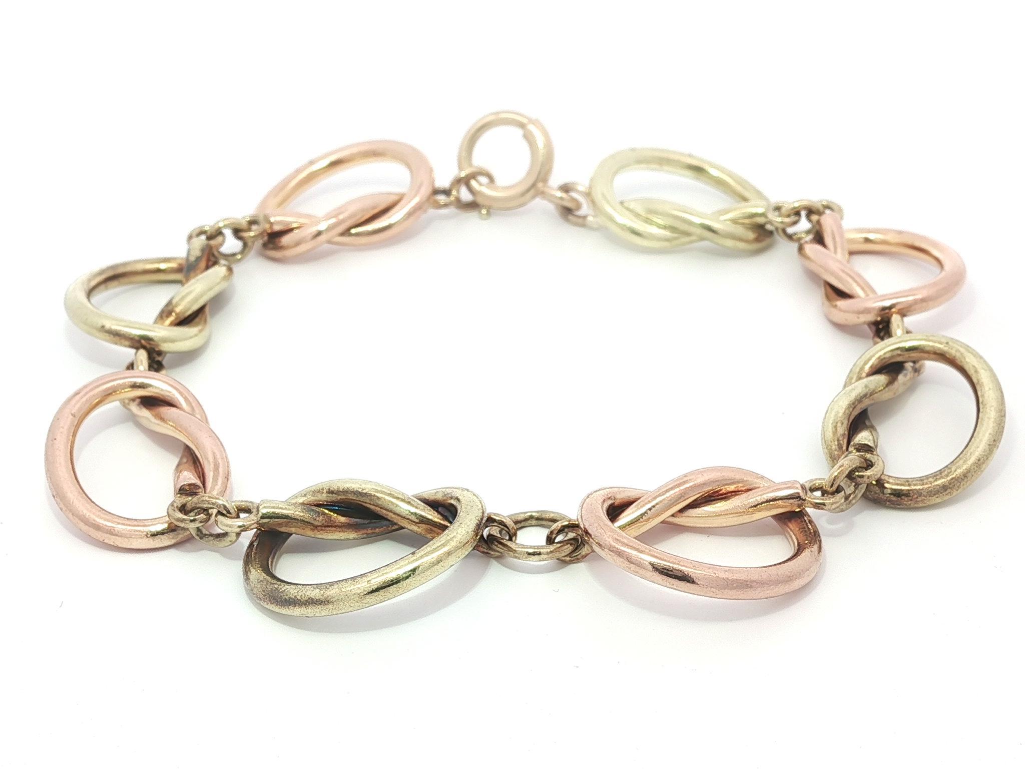 Vintage Retro Tiffany & Co. 14k Rose & Green Gold Open Knot Link Bracelet Pour femmes en vente