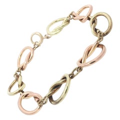 Vintage Retro Tiffany & Co. 14k Rose & Green Gold Open Knot Link Bracelet