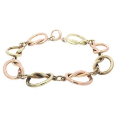 Vintage Retro Tiffany & Co. 14k Rose & Green Gold Open Knot Link Bracelet