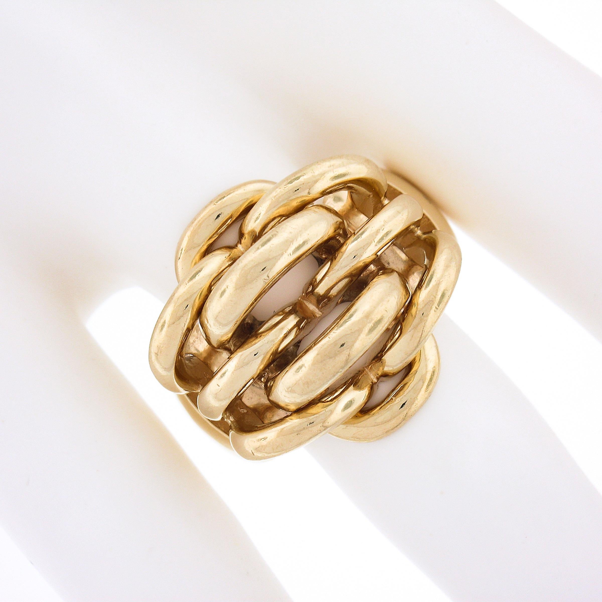 Vintage Retro Tiffany & Co. 14k Yellow Gold Polished Wide Woven Cocktail Ring In Good Condition In Montclair, NJ