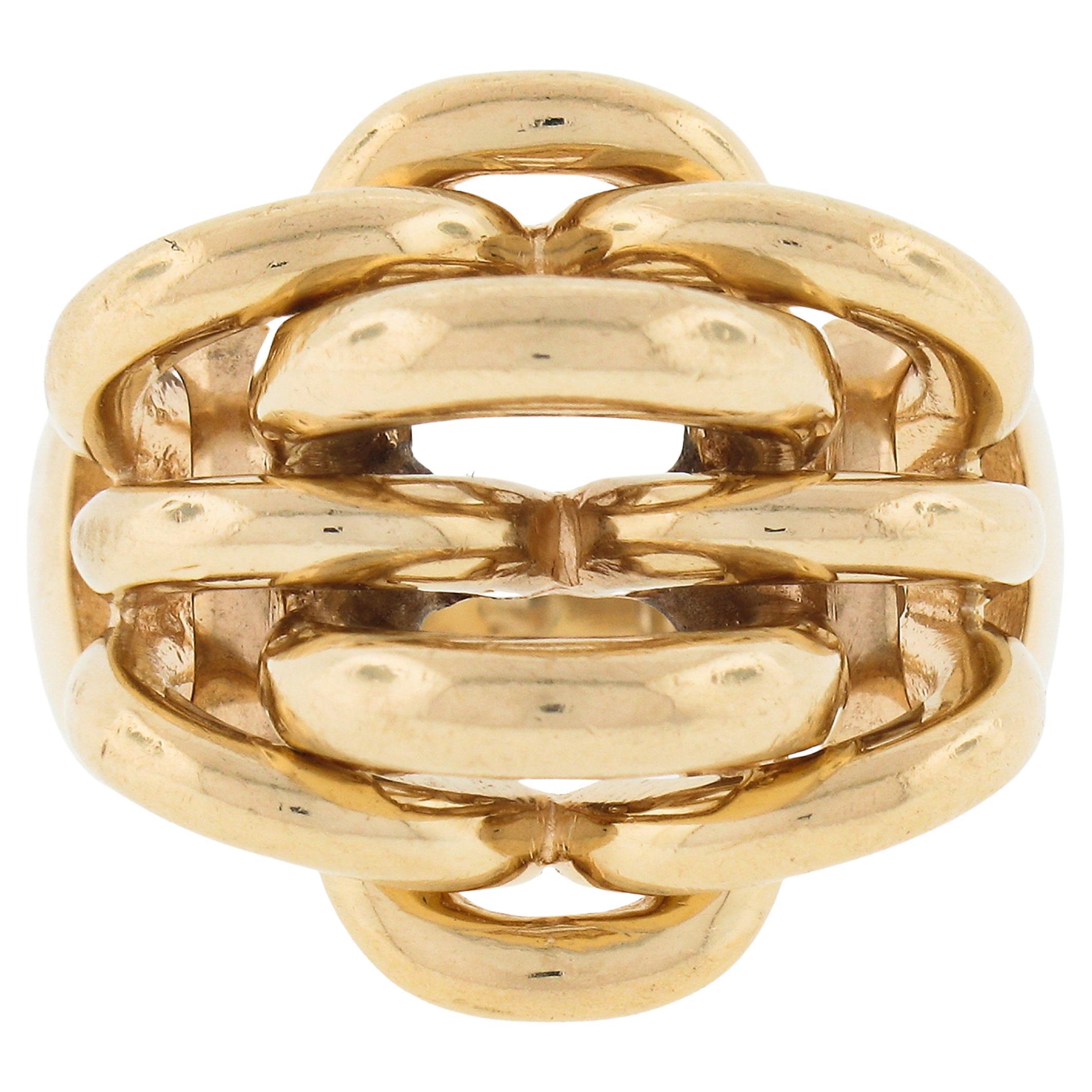 Vintage Retro Tiffany & Co. 14k Yellow Gold Polished Wide Woven Cocktail Ring For Sale