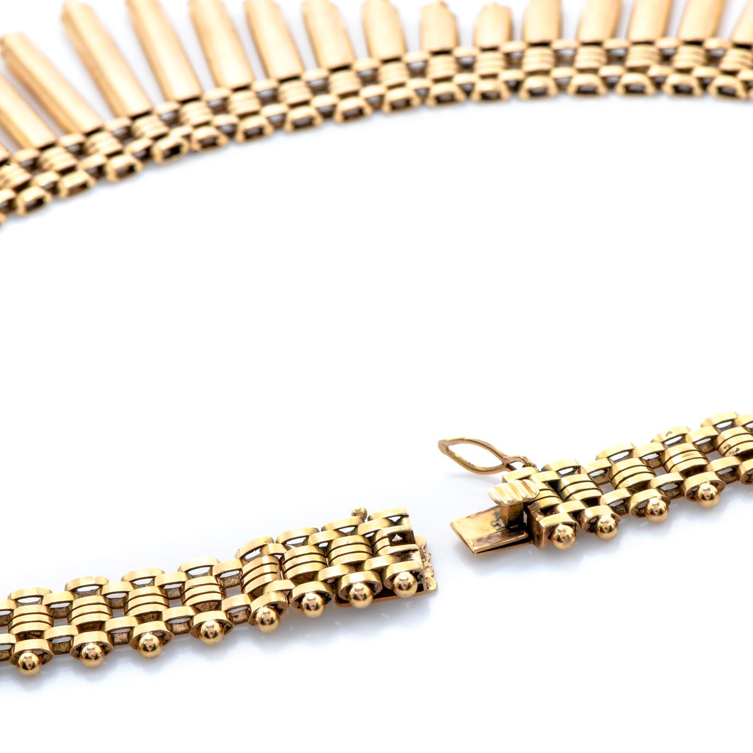 Vintage Retro Röhrenglied 18k Gold Fransen Halskette Damen