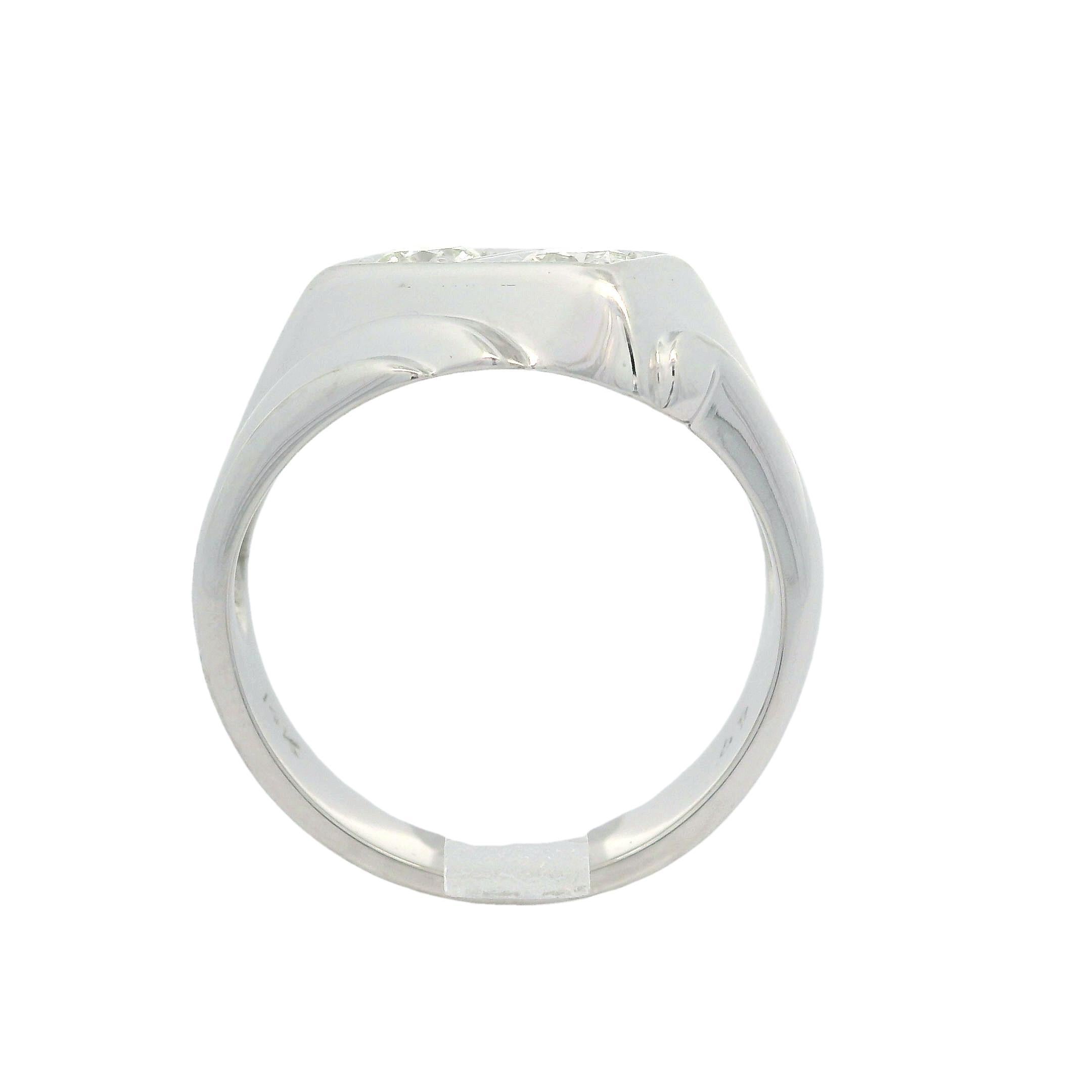 Anillo escalonado vintage retro unisex de oro blanco de 14k y doble diamante de 0,50 ctw en venta 2