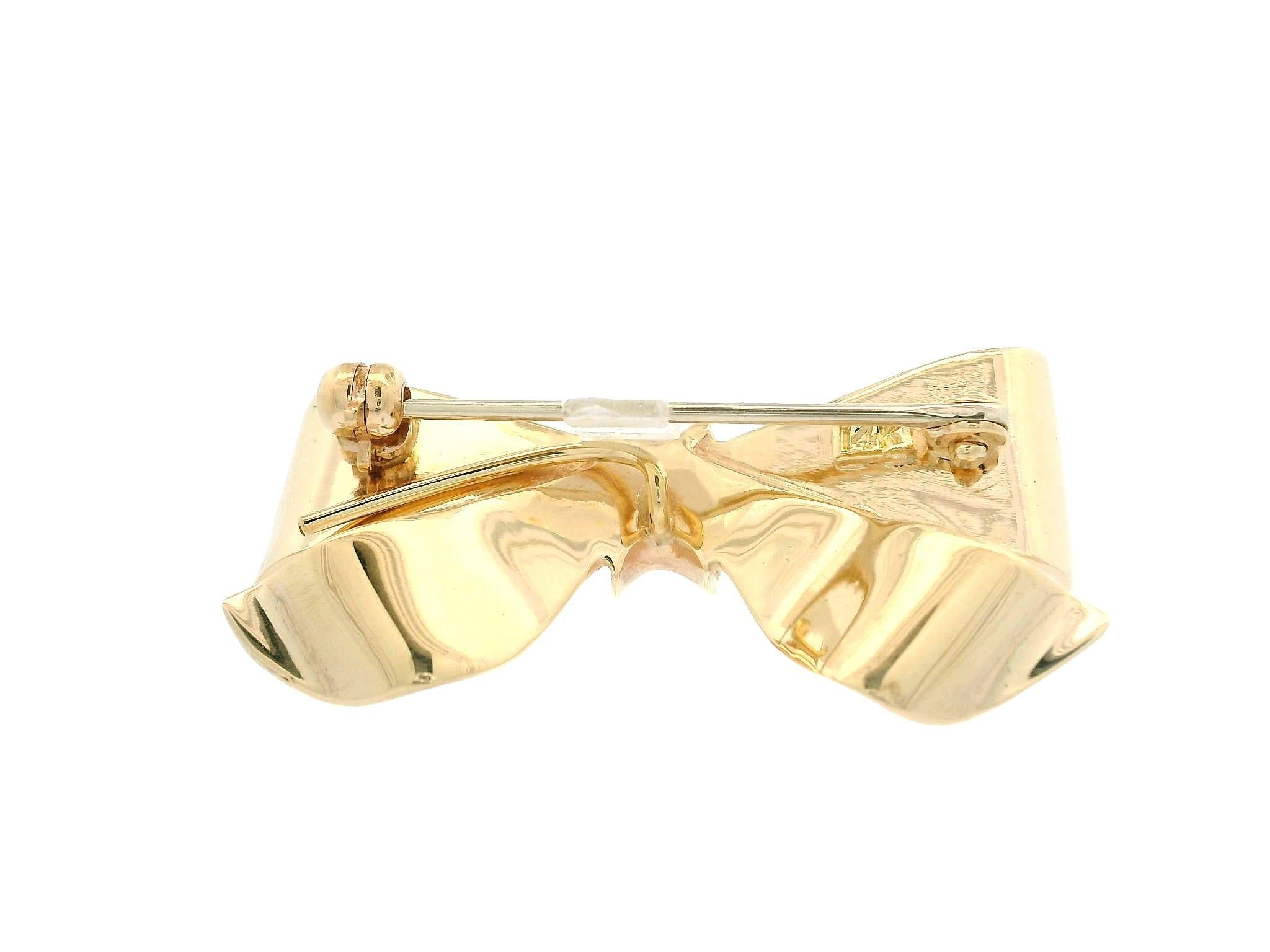 Donna Vintage By di ottima fattura in oro giallo 14k con finitura lucida Spilla a nastro con arco in vendita