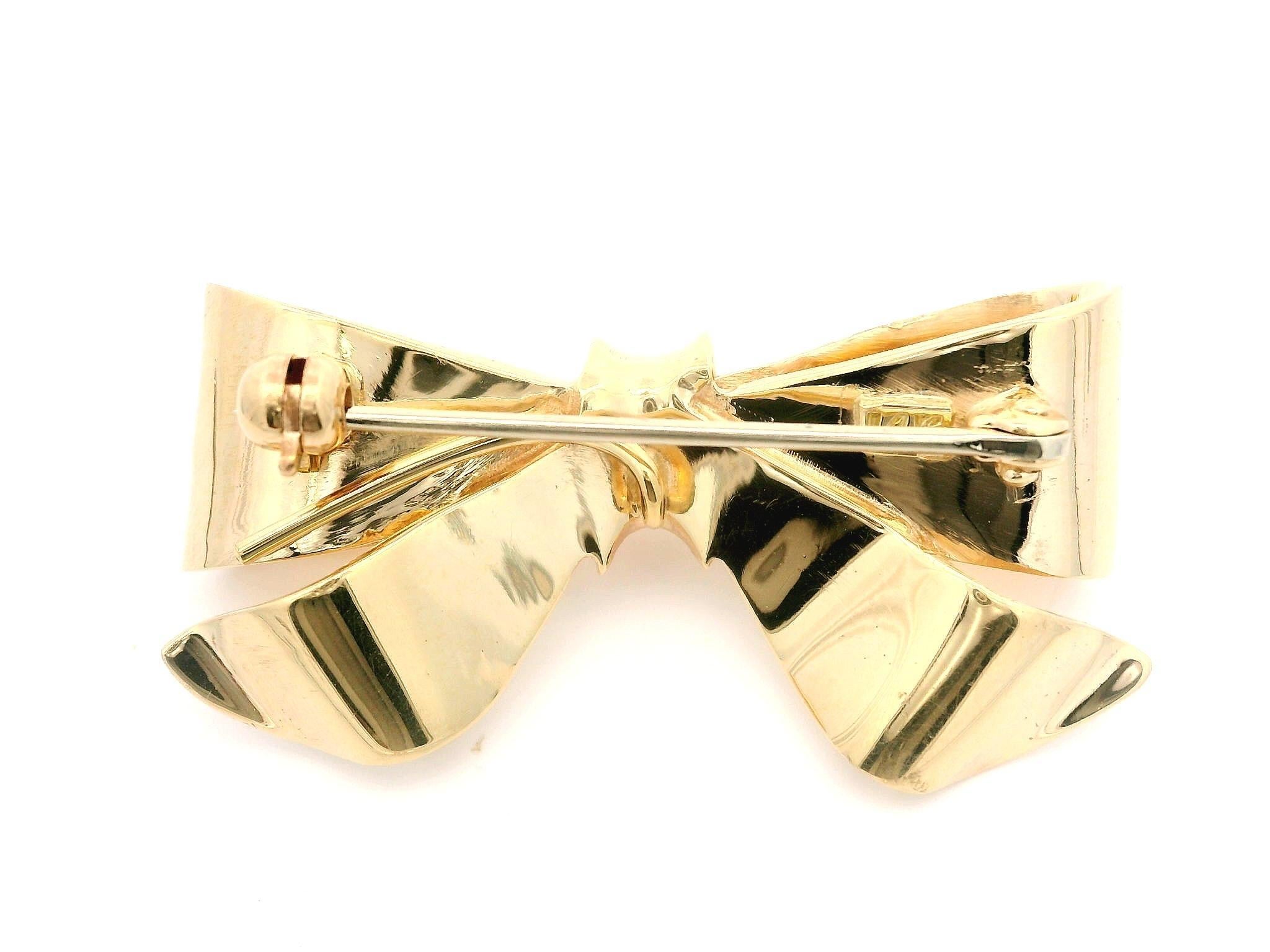 Vintage By di ottima fattura in oro giallo 14k con finitura lucida Spilla a nastro con arco in vendita 3