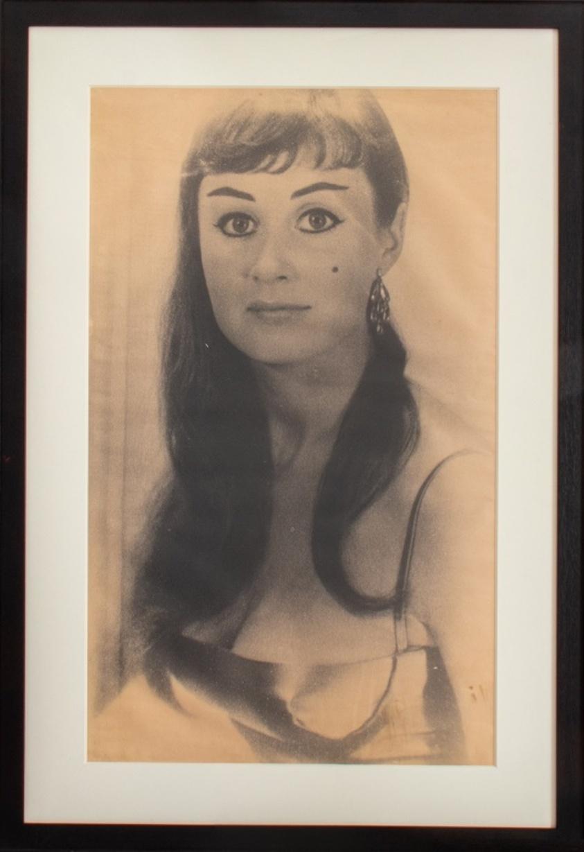 Affiche rétro vintage d'un portrait de femme, années 1960