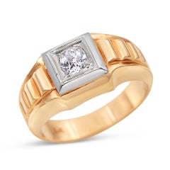 Vintage Retro Yellow and White Gold 0.42ct H VS2 Old European Diamond Ring
