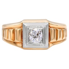 Vintage Retro Yellow and White Gold 0.42ct H VS2 Old European Diamond Ring