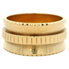 Vintage Retro Gelbgold 9.9 mm breiter konkaver geriffelter Mittelbandring, Vintage Retro