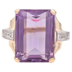 Vintage Retro Yellow Gold Amethyst Cocktail Ring
