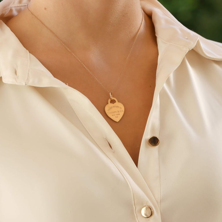 Vintage 'Return to Tiffany and Co.' Heart Tag Pendant Necklace in Rose Gold  For Sale at 1stDibs