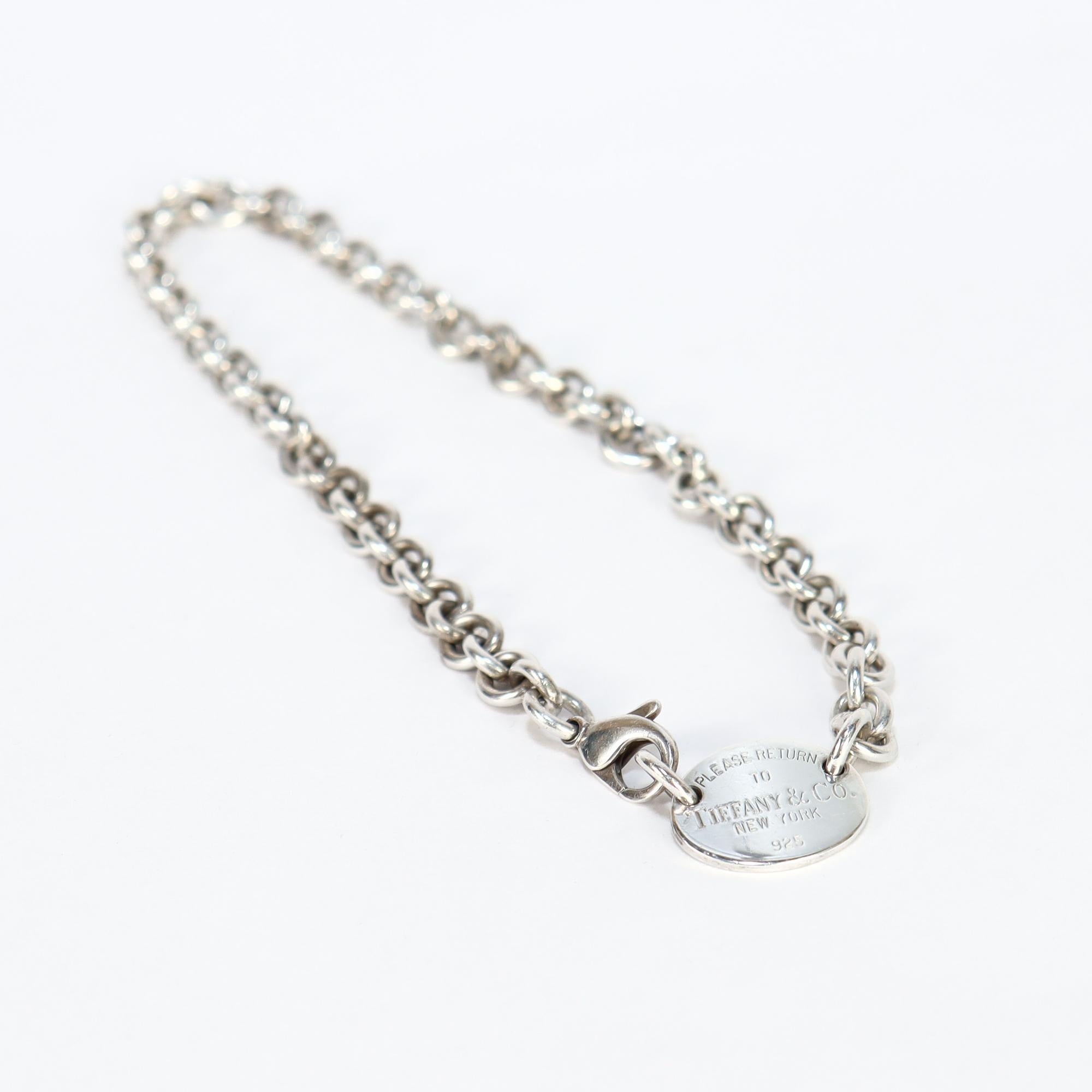 Vintage Rückkehr zu Tiffany & Co. Sterling Silber Kabel Link 15