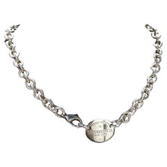 Vintage Return to Tiffany & Co. Sterling Silver Cable Link 15" Choker Necklace