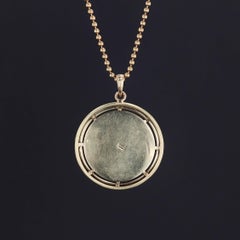 Vintage Reverse Painted Crystal Flower Necklace of 14k Gold