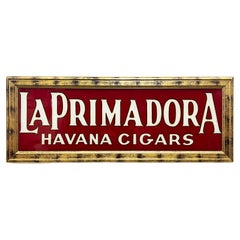 Insegna per sigari LaPrimadora Havana in vetro dipinto al contrario,  Pubblicità
