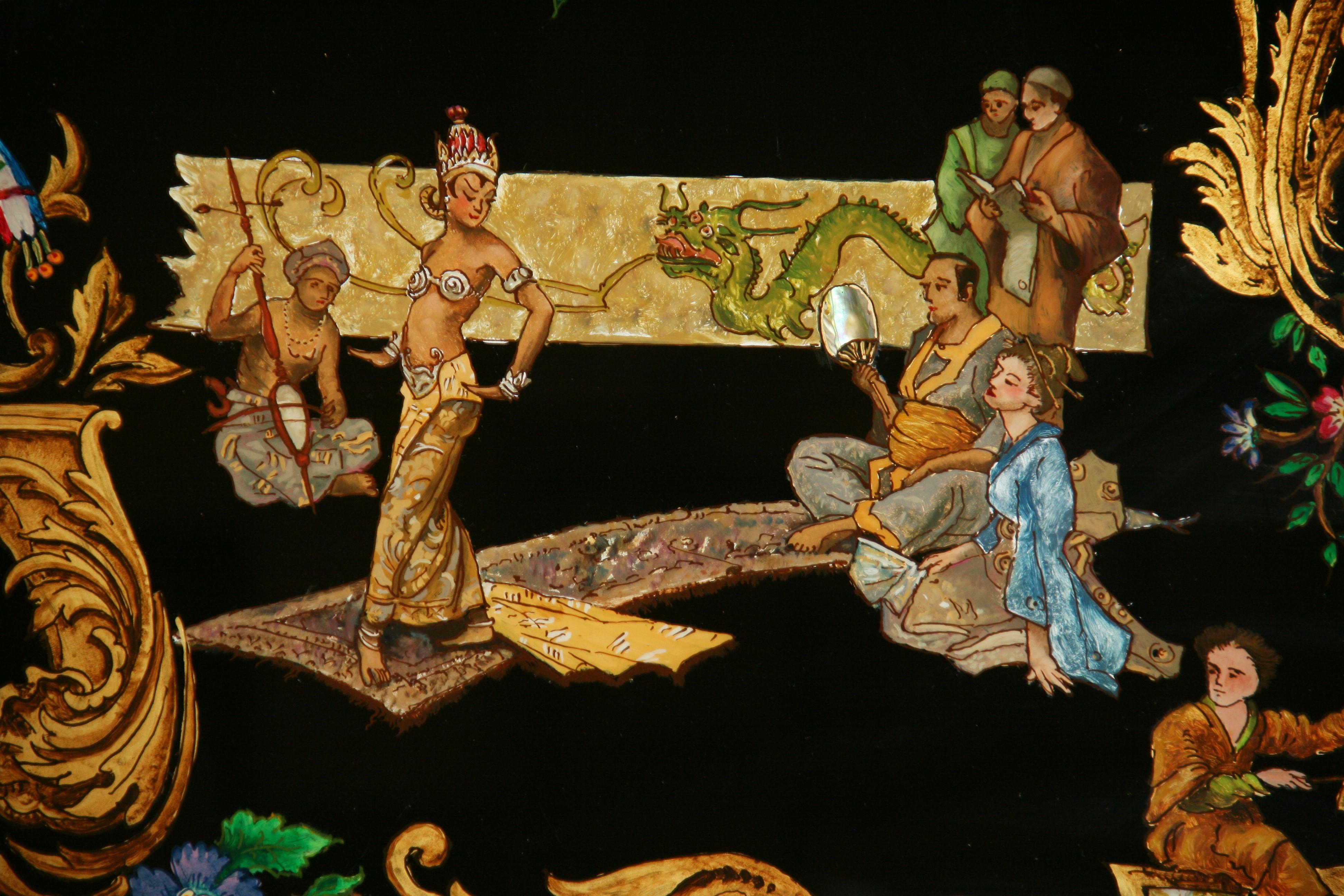 Vintage-Reverse-Gemälde auf Glas, „Dancing For The Royal Family“, Vintage im Angebot 7
