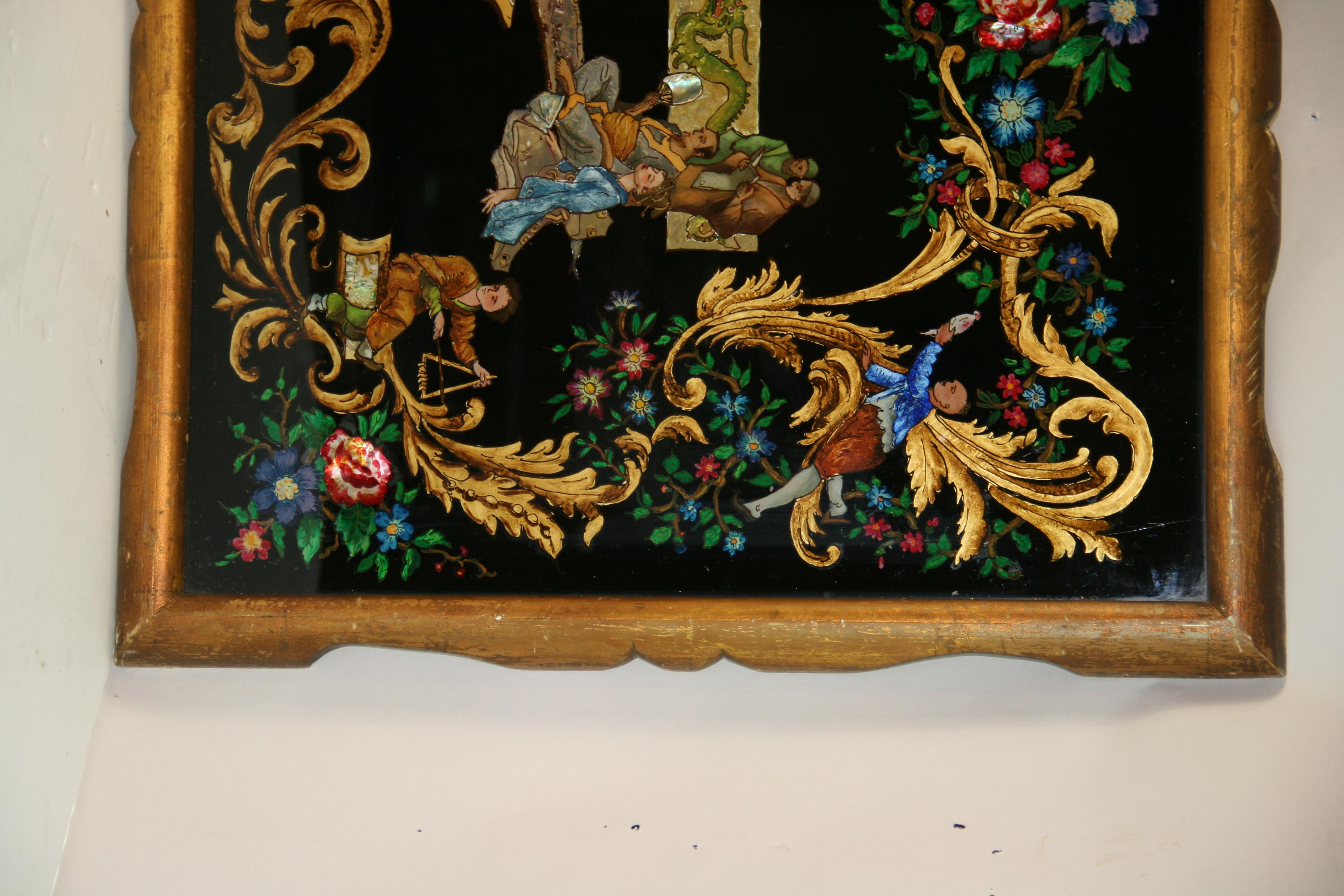 Vintage-Reverse-Gemälde auf Glas, „Dancing For The Royal Family“, Vintage im Angebot 9