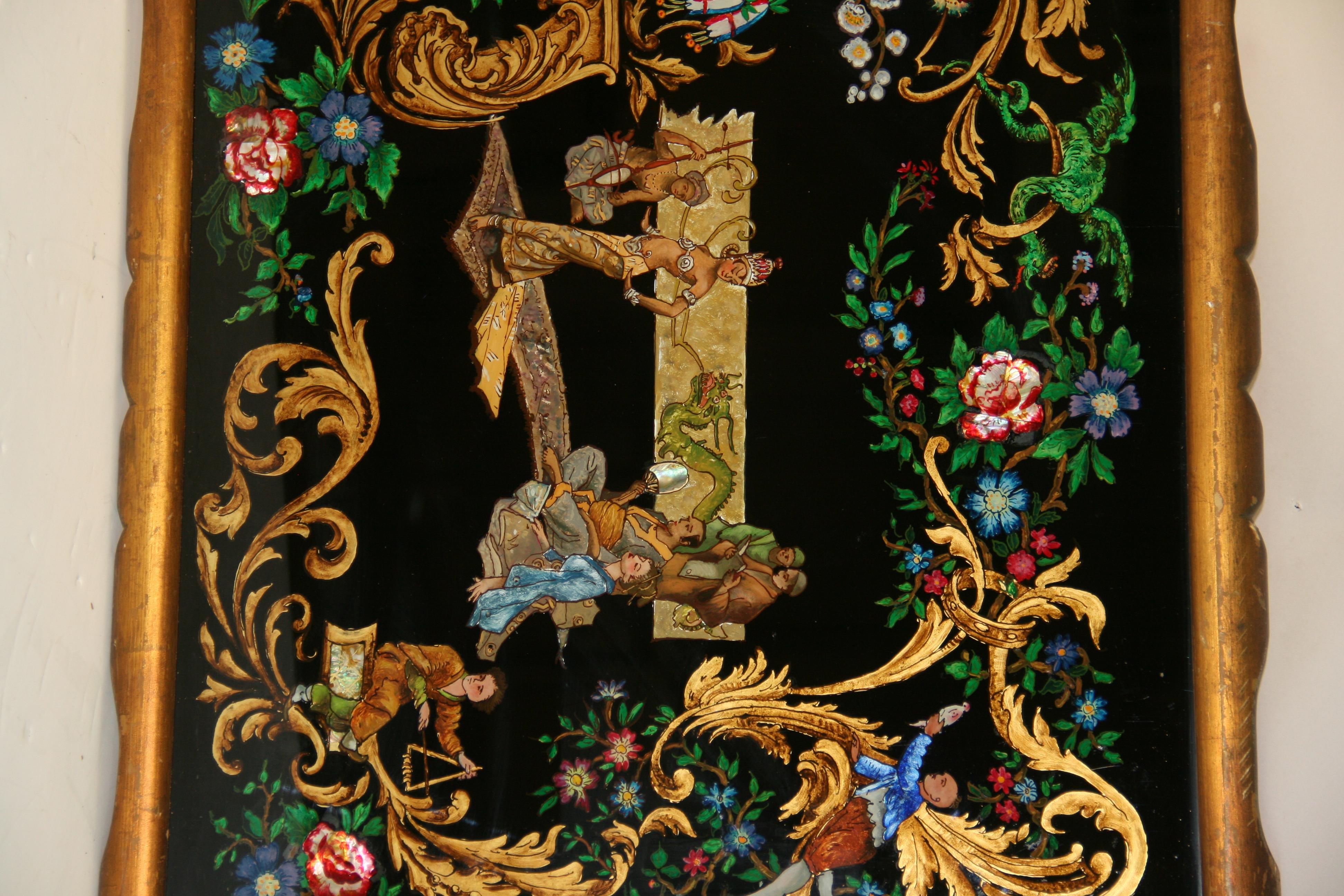 Vintage-Reverse-Gemälde auf Glas, „Dancing For The Royal Family“, Vintage im Angebot 10