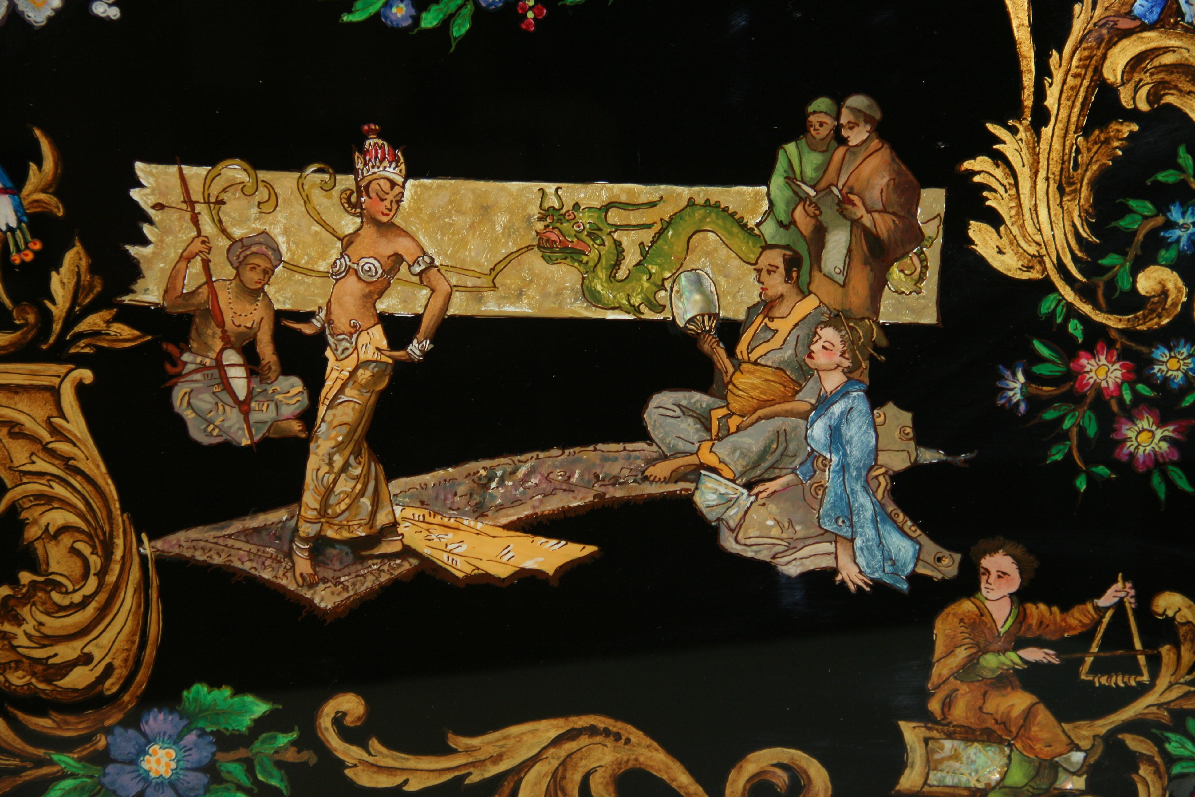 Vintage-Reverse-Gemälde auf Glas, „Dancing For The Royal Family“, Vintage im Angebot 13