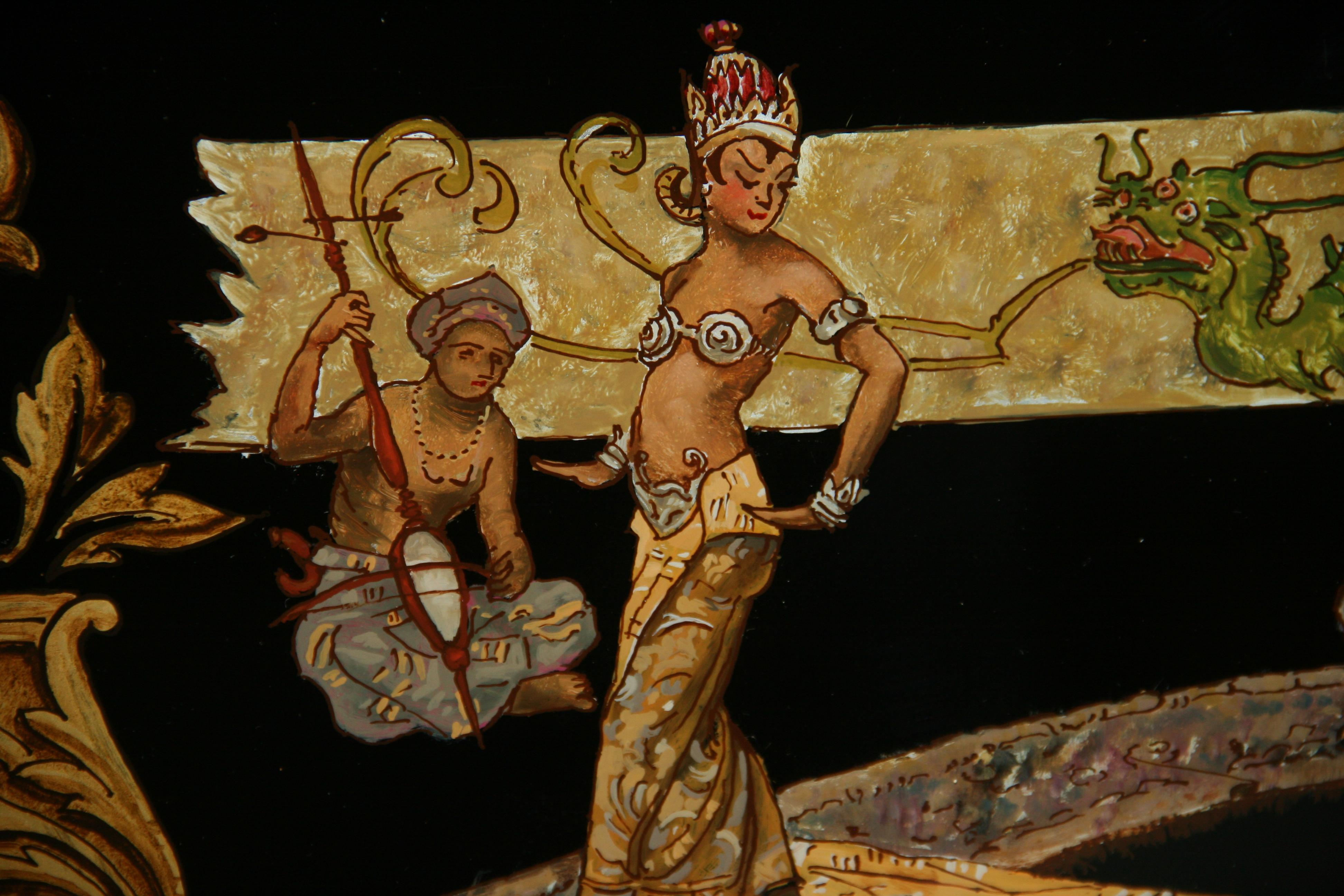 Vintage-Reverse-Gemälde auf Glas, „Dancing For The Royal Family“, Vintage im Angebot 16