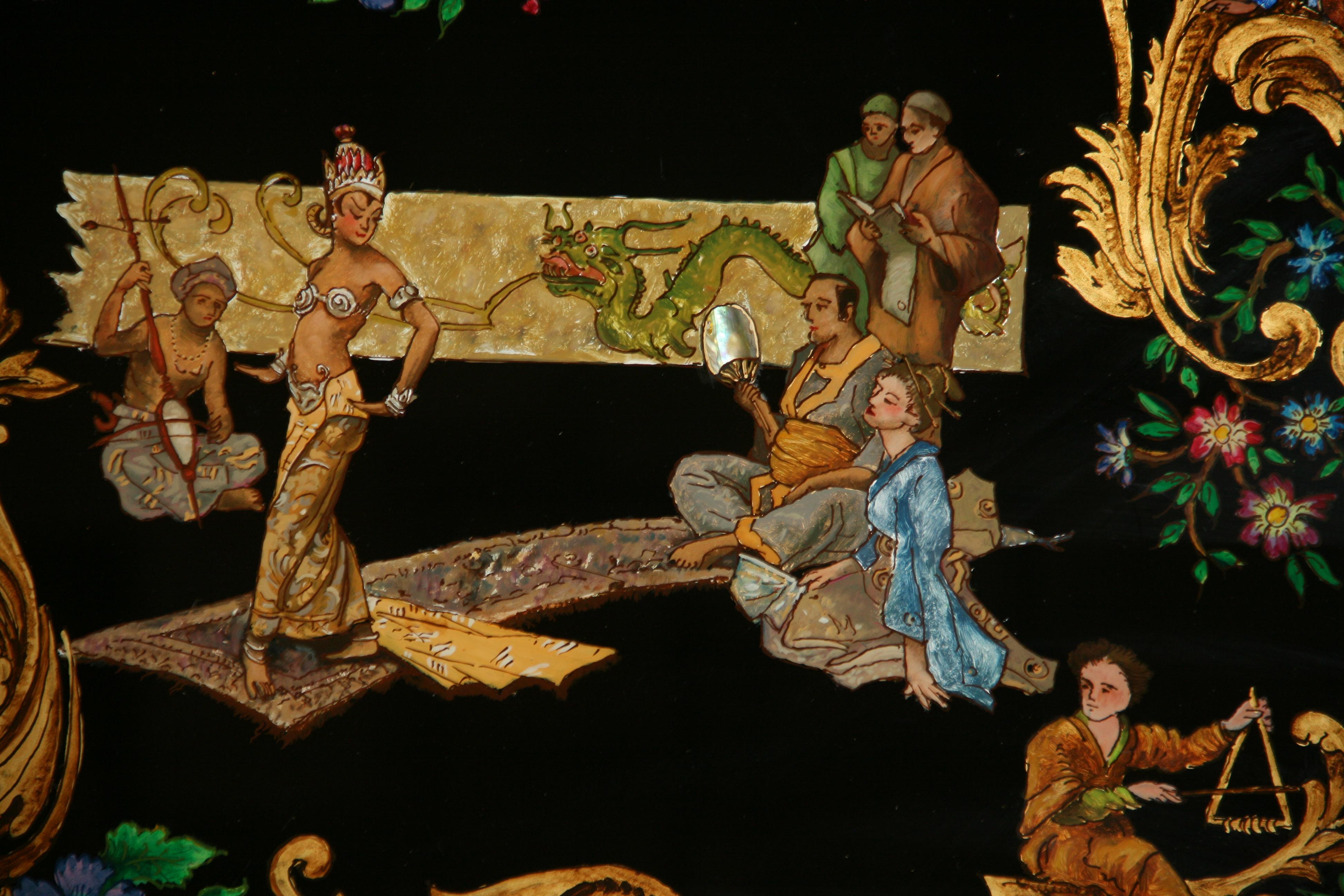 Vintage-Reverse-Gemälde auf Glas, „Dancing For The Royal Family“, Vintage (Ende des 20. Jahrhunderts) im Angebot