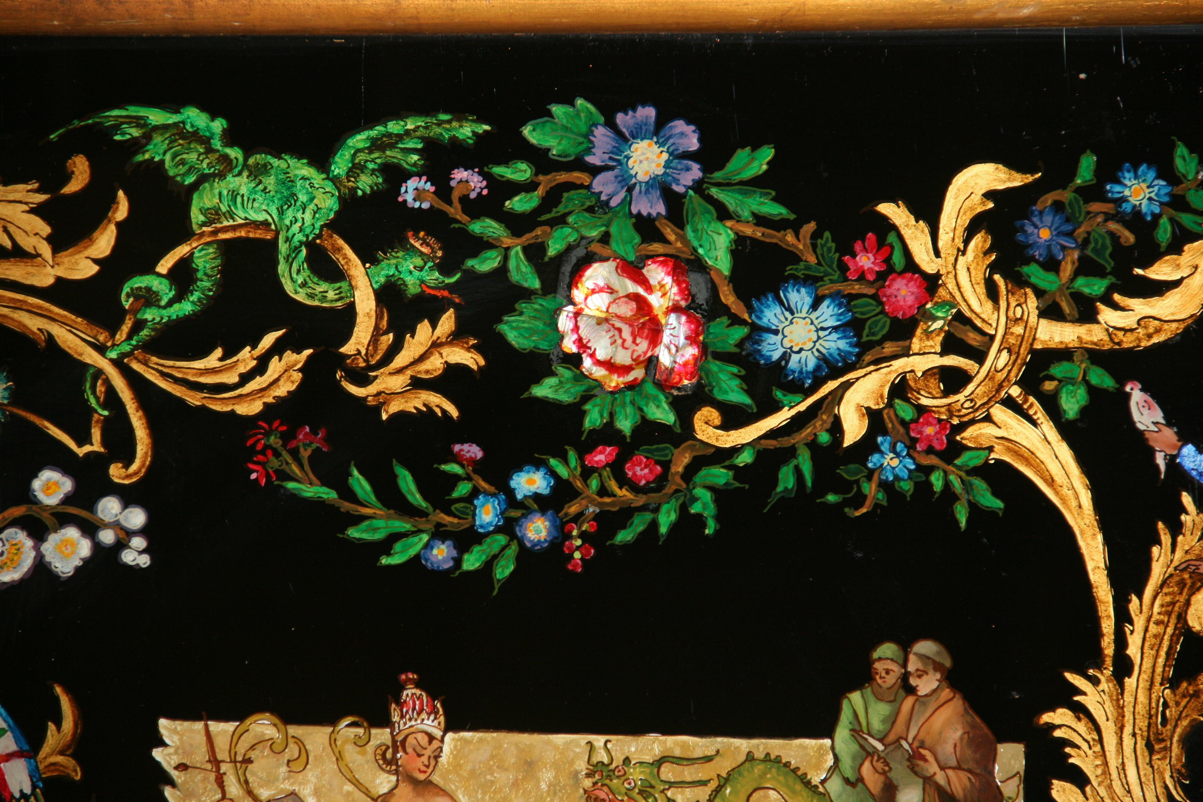 Vintage-Reverse-Gemälde auf Glas, „Dancing For The Royal Family“, Vintage im Angebot 2