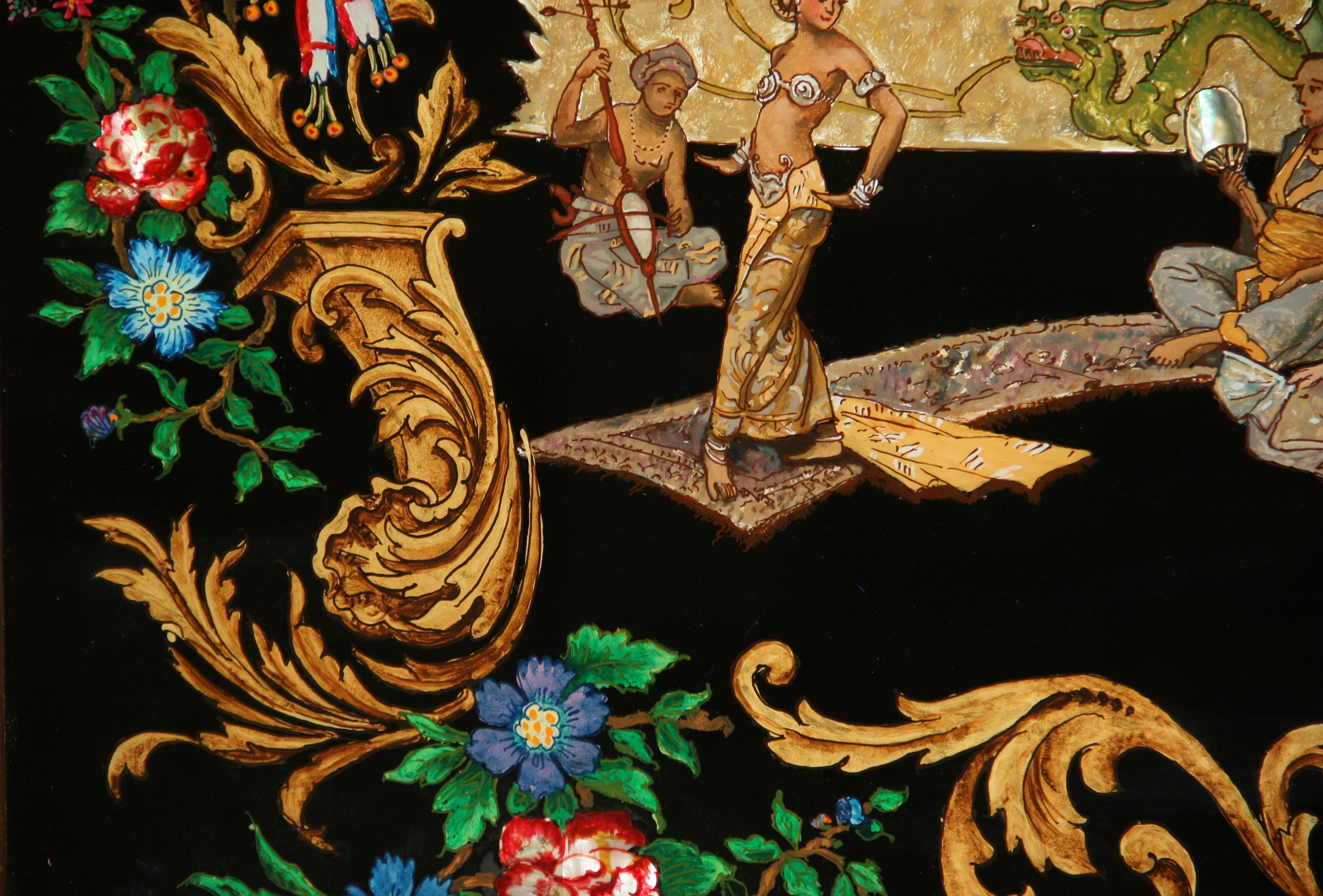 Vintage-Reverse-Gemälde auf Glas, „Dancing For The Royal Family“, Vintage im Angebot 4