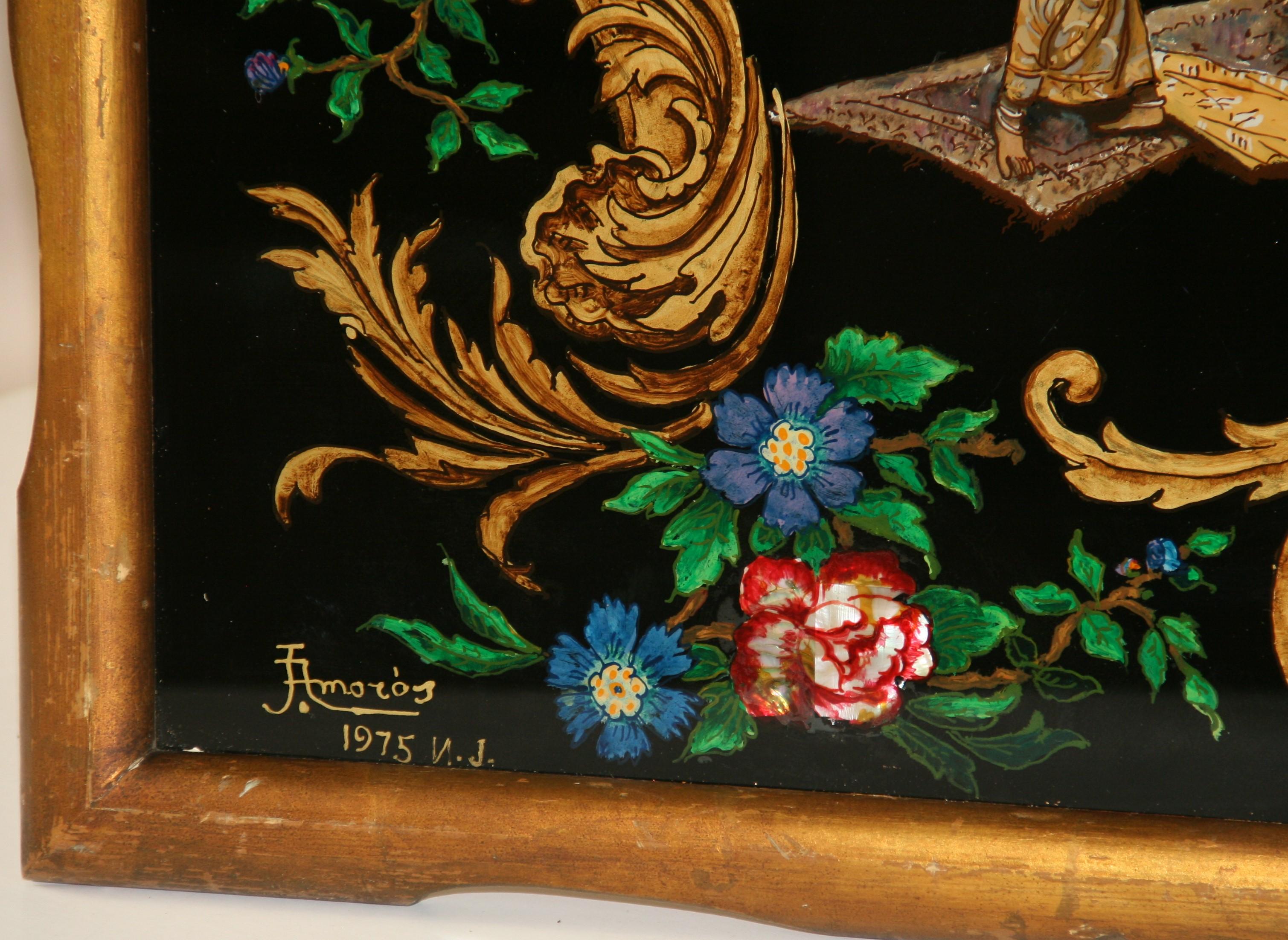 Vintage-Reverse-Gemälde auf Glas, „Dancing For The Royal Family“, Vintage im Angebot 5