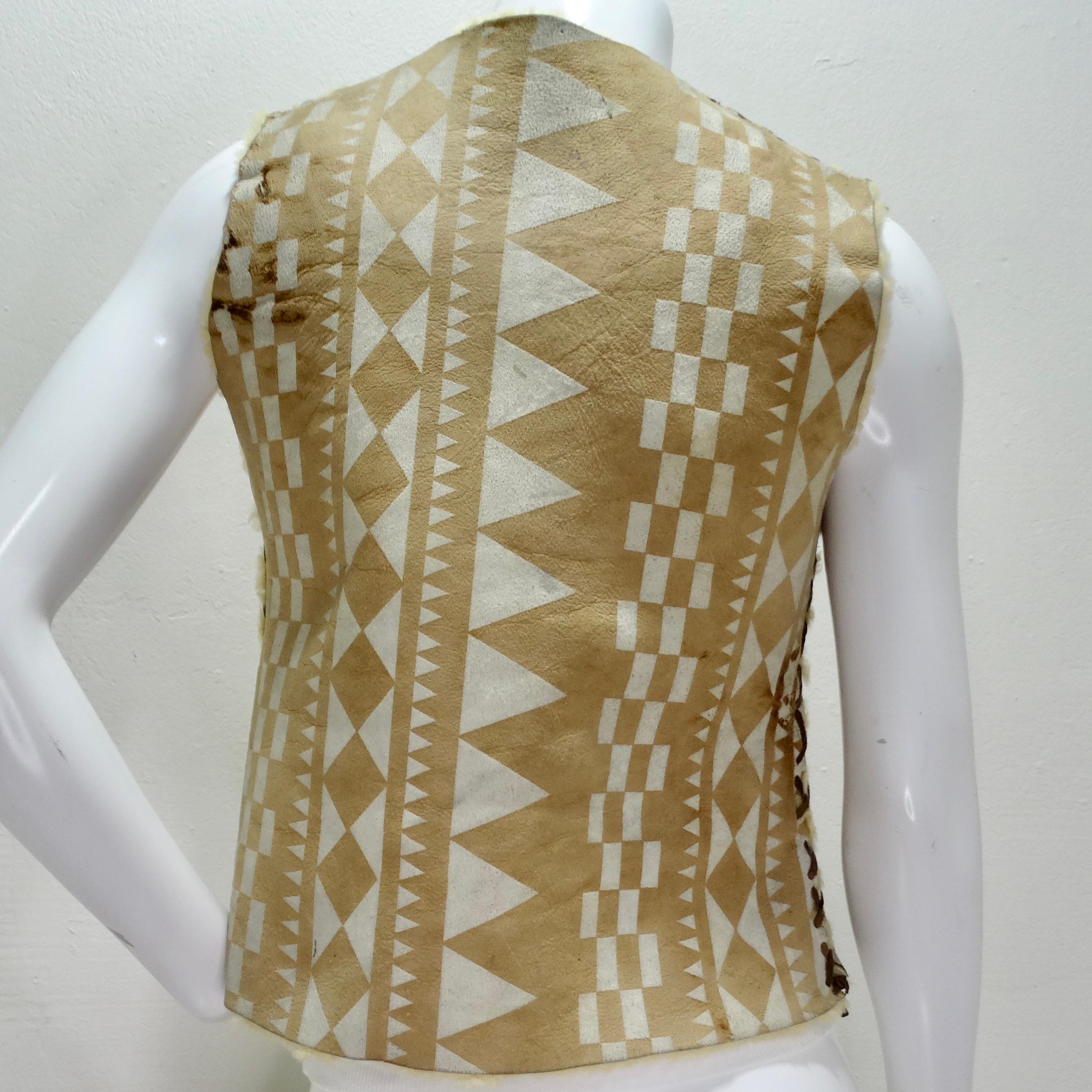 Vintage Reverse Shearling Leather Vest For Sale 1