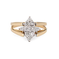 Reversible Flip Ring 14 Karat Yellow Gold Pink Sapphire Diamond Two in One 5