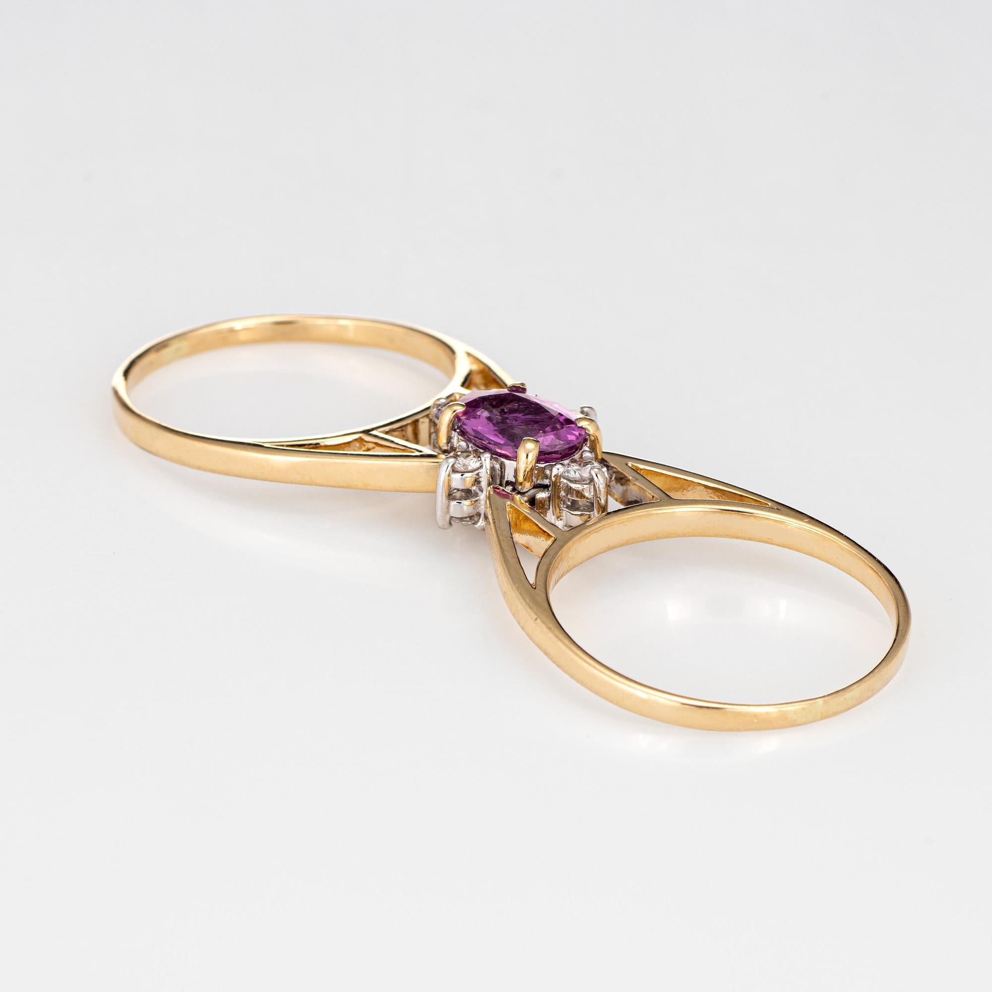 Modern Reversible Flip Ring 14 Karat Yellow Gold Pink Sapphire Diamond Two in One 5