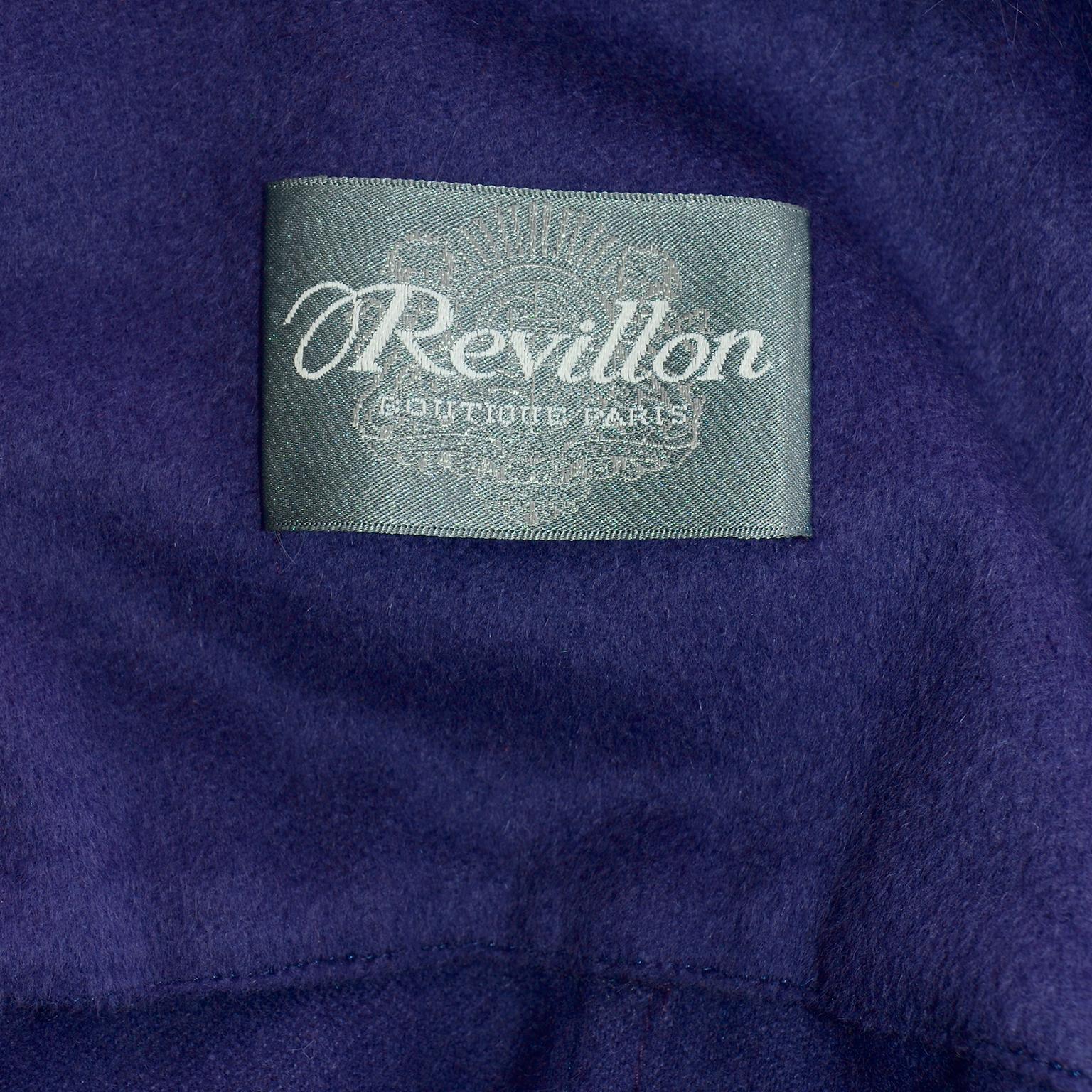 Vintage Revillon Boutique Paris Purple Cape with Purple Dyed Fox Fur Trim 5