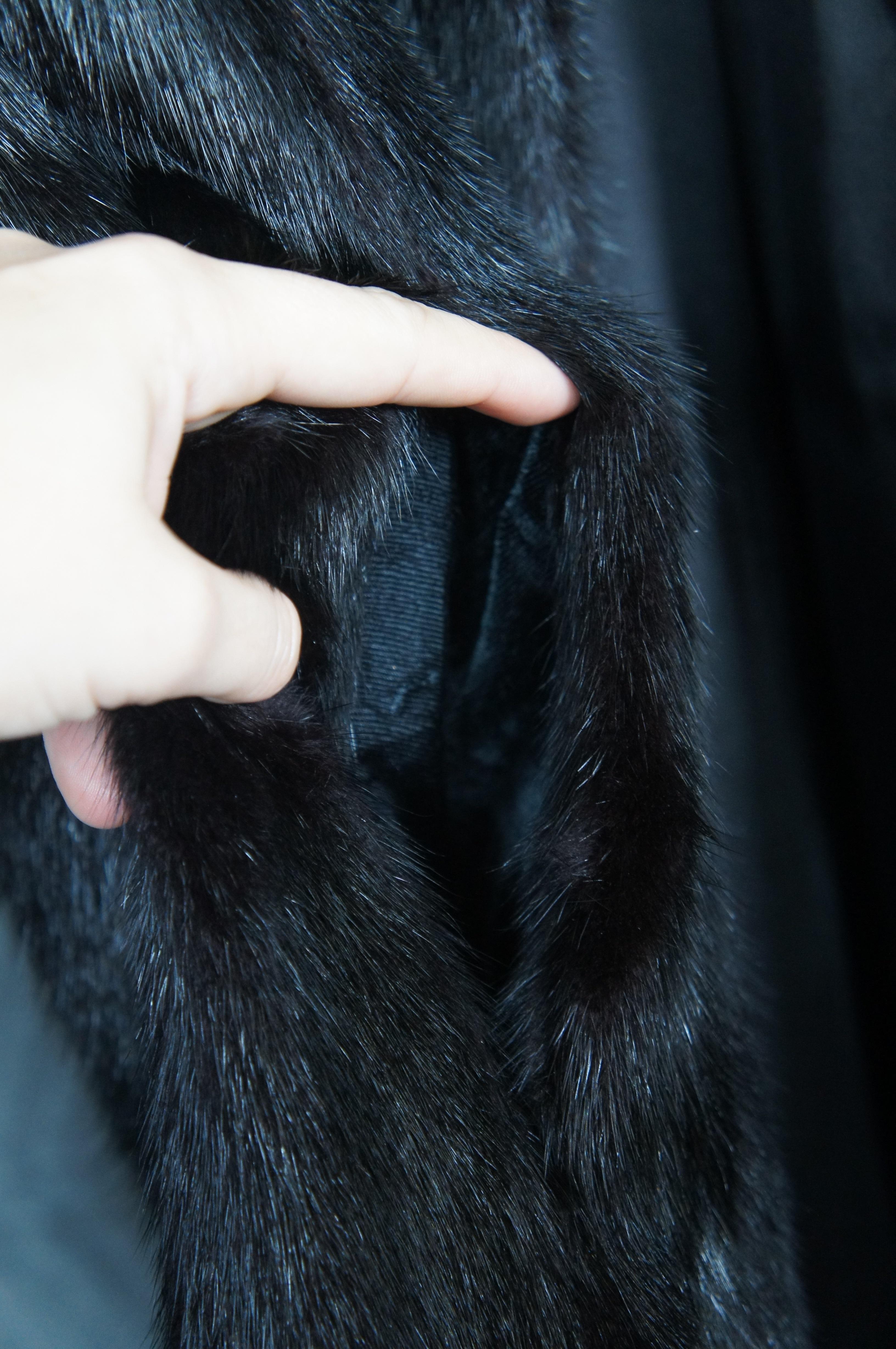 20th Century Vintage Revillon Paris London New York Black Full Length Mink Fur Coat