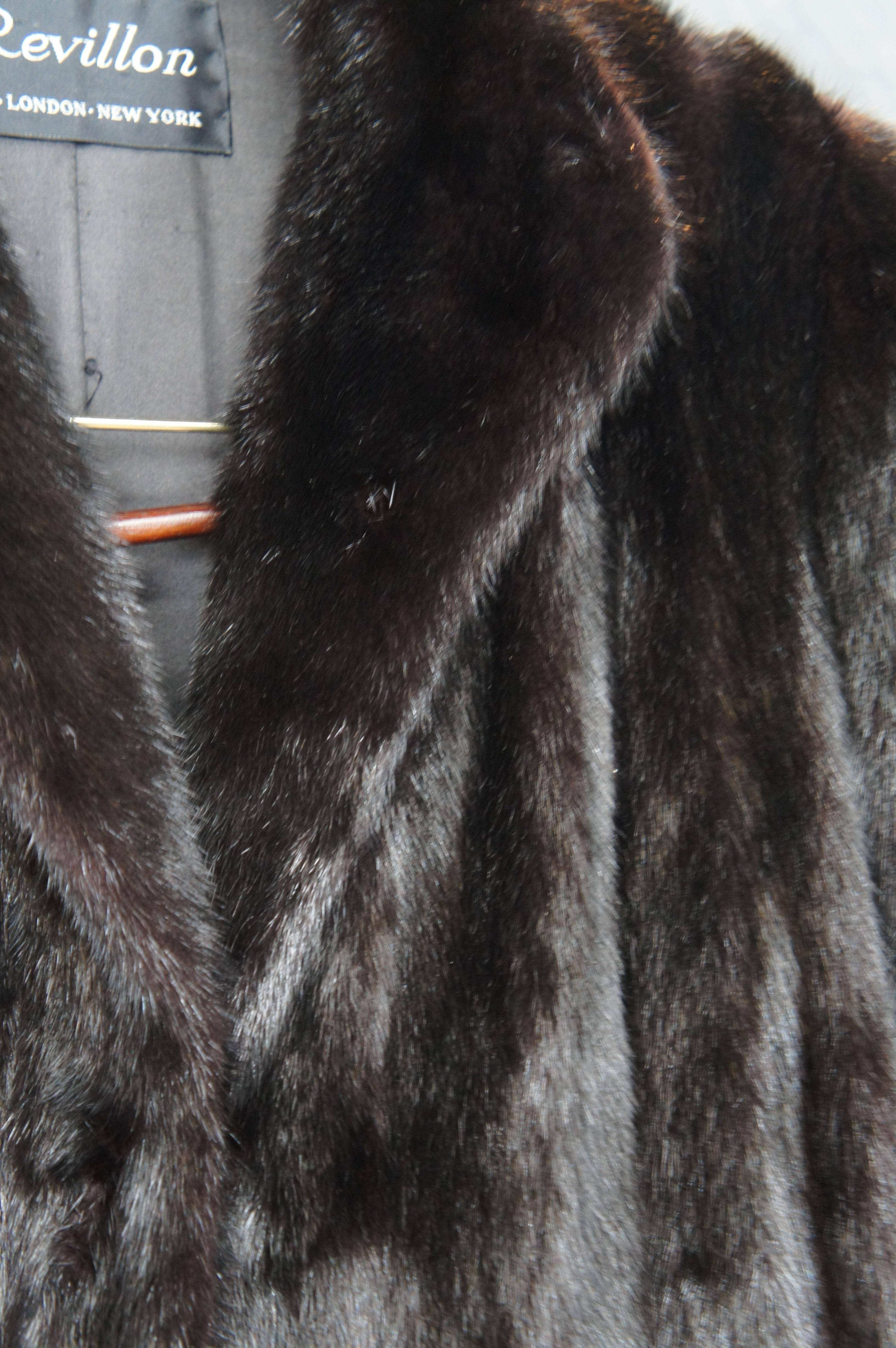 Vintage Revillon Paris London New York Black Full Length Mink Fur Coat 1