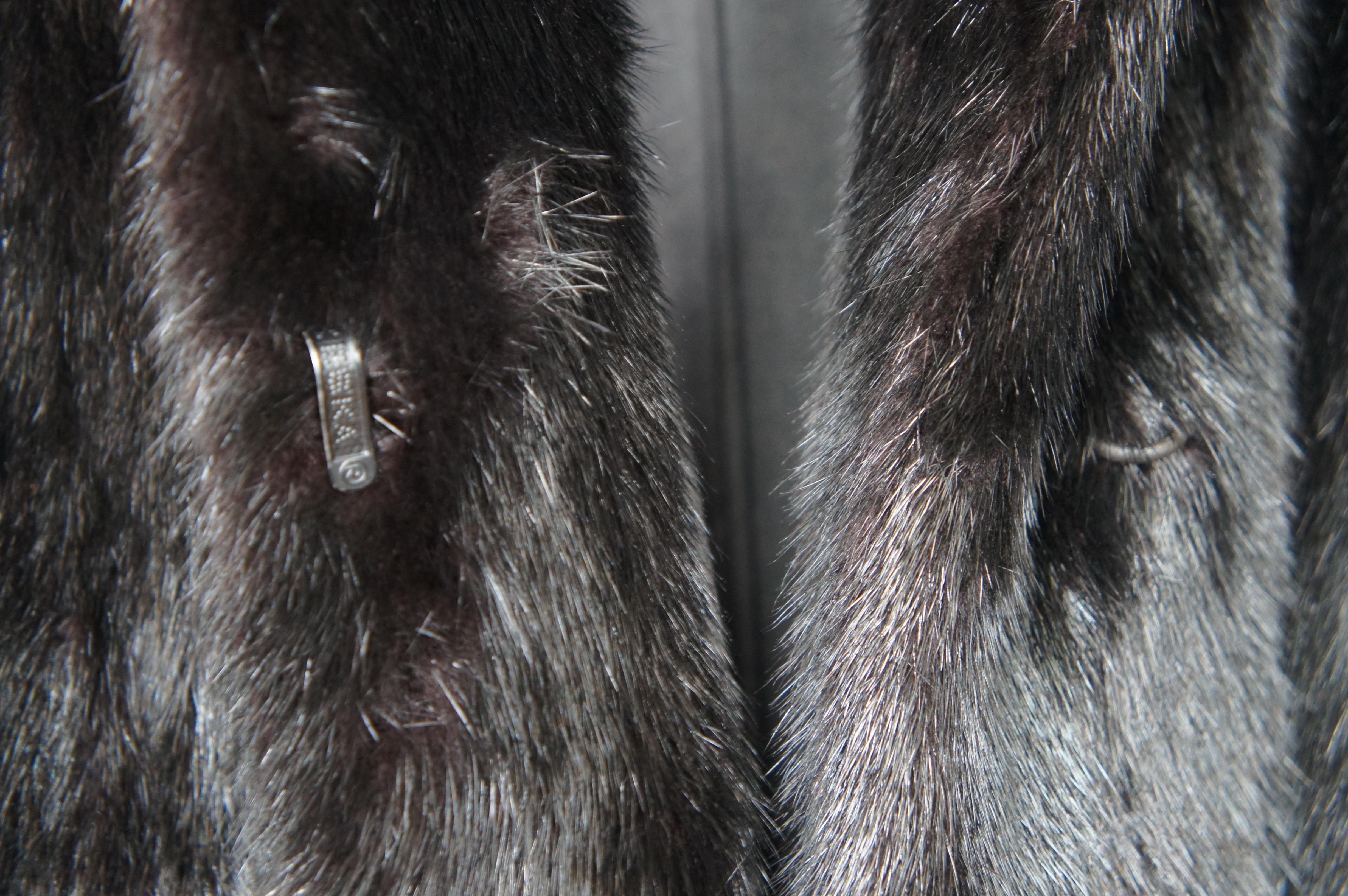 Vintage Revillon Paris London New York Black Full Length Mink Fur Coat 2