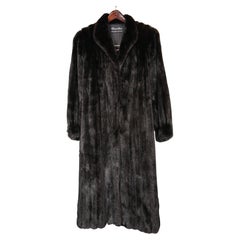 Vintage Revillon Paris London New York Black Full Length Mink Fur Coat
