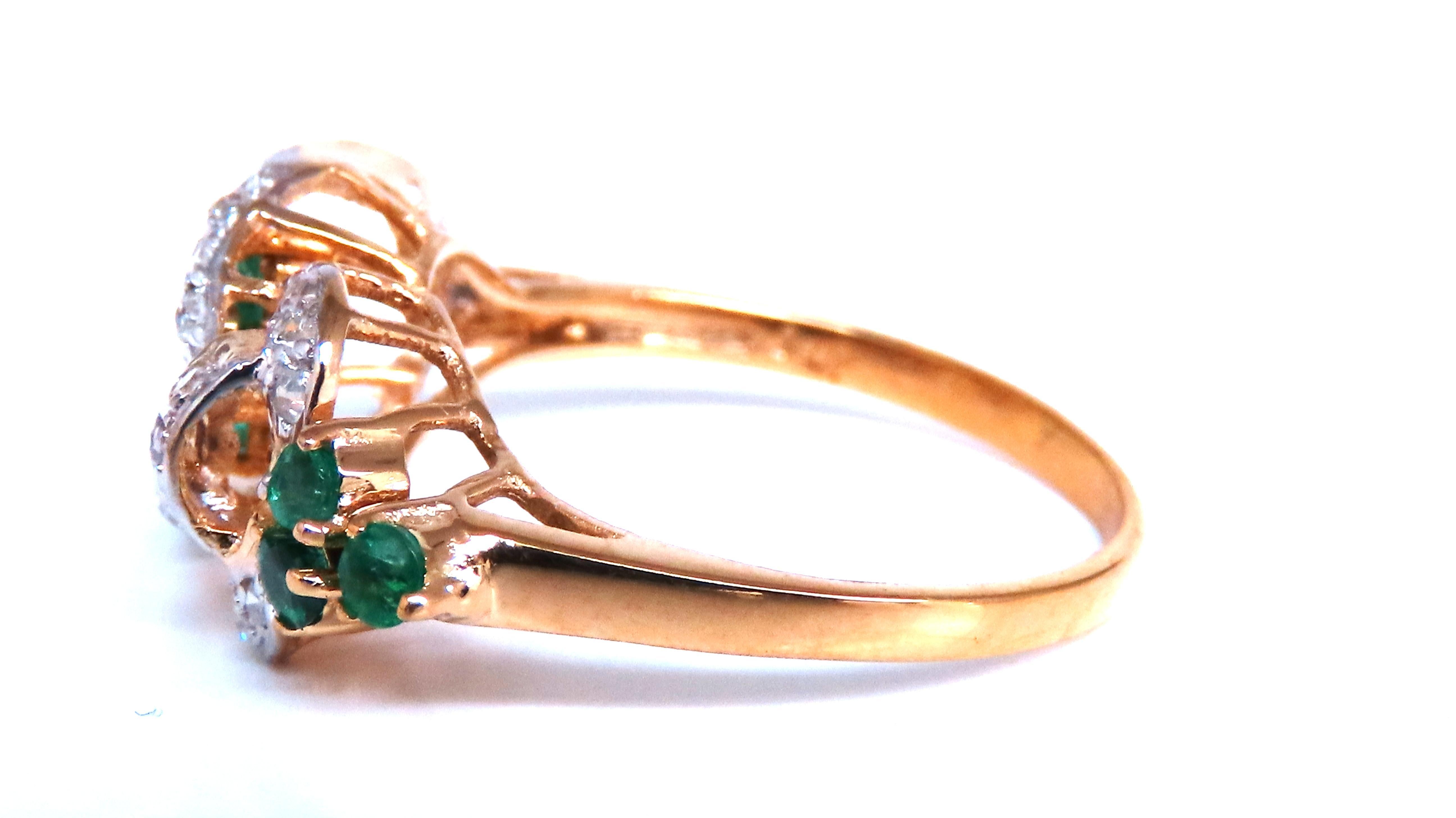 Vintage Revisit Natürlicher Smaragd-Diamanten-Ring Neoklassisch 14kt Gold 67122, Vintage (Rundschliff) im Angebot