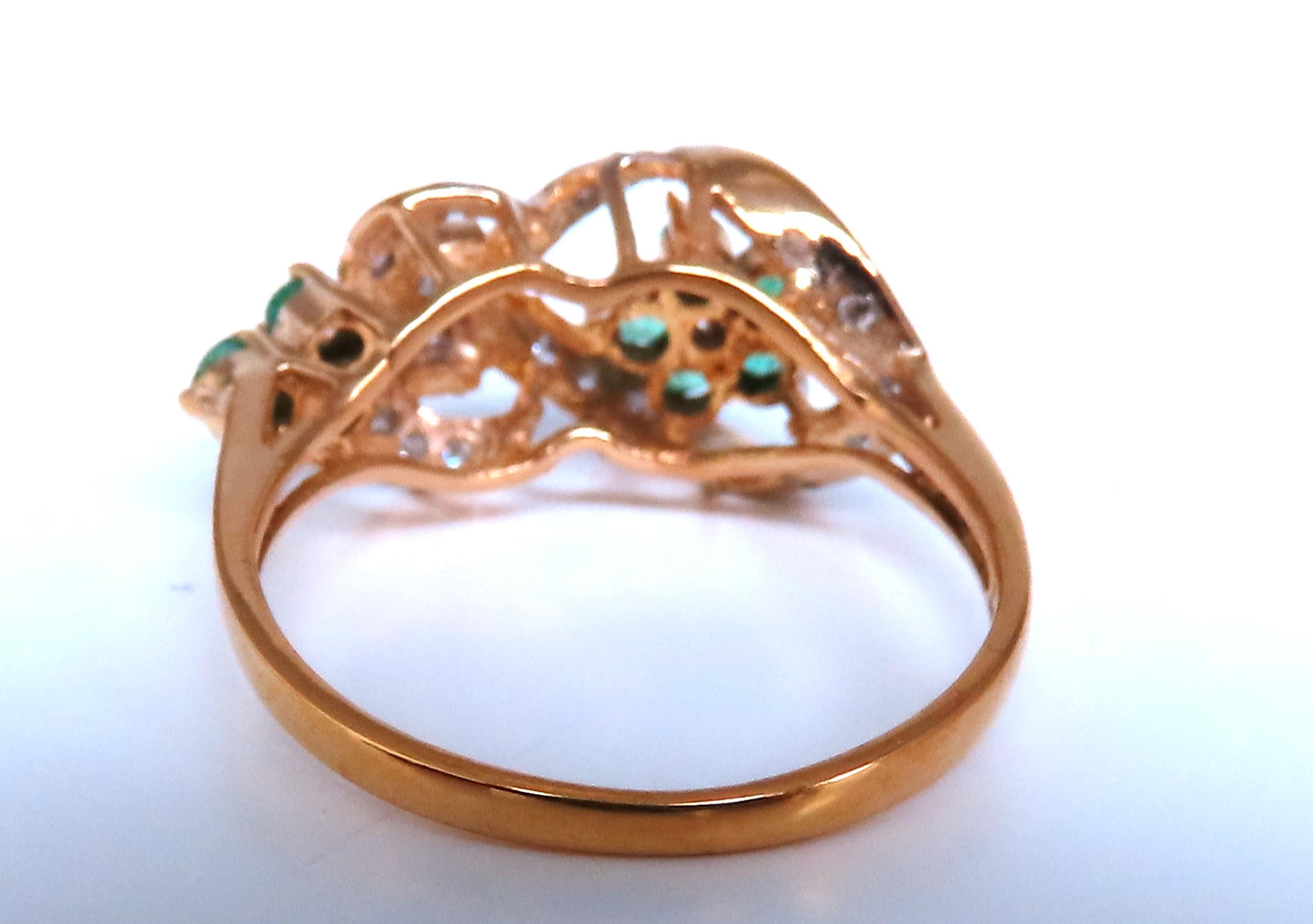 Vintage Revisit Natürlicher Smaragd-Diamanten-Ring Neoklassisch 14kt Gold 67122, Vintage im Zustand „Hervorragend“ im Angebot in New York, NY