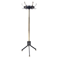 Vintage Revolving Brass and Varnished Iron Coat Rack, Italy