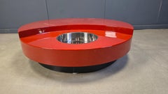 Vintage revolving coffee table in red lacquer by Willy Rizzo, 1970s