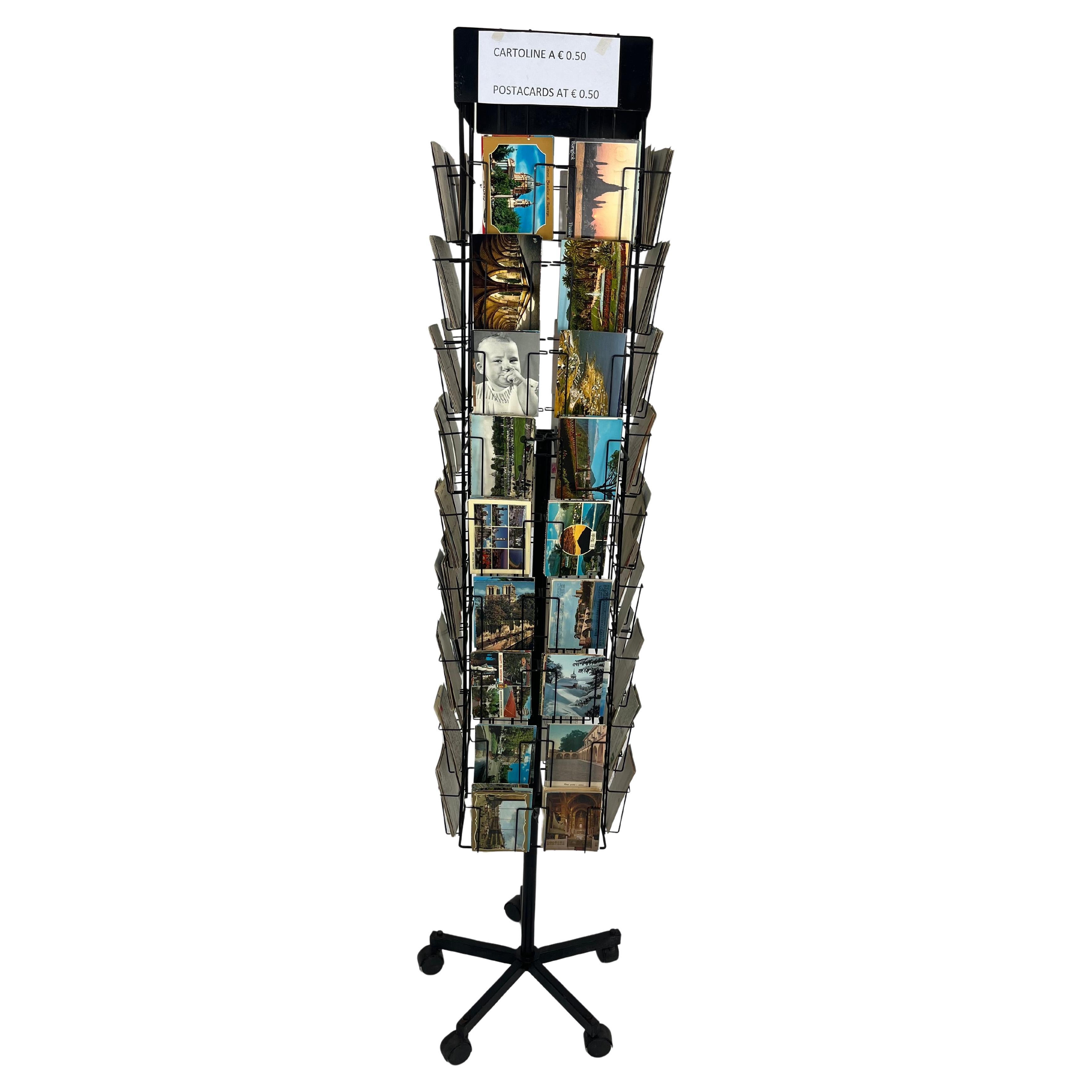 Vintage Revolving Display With Postcards, Made in Italy 1960s For Sale