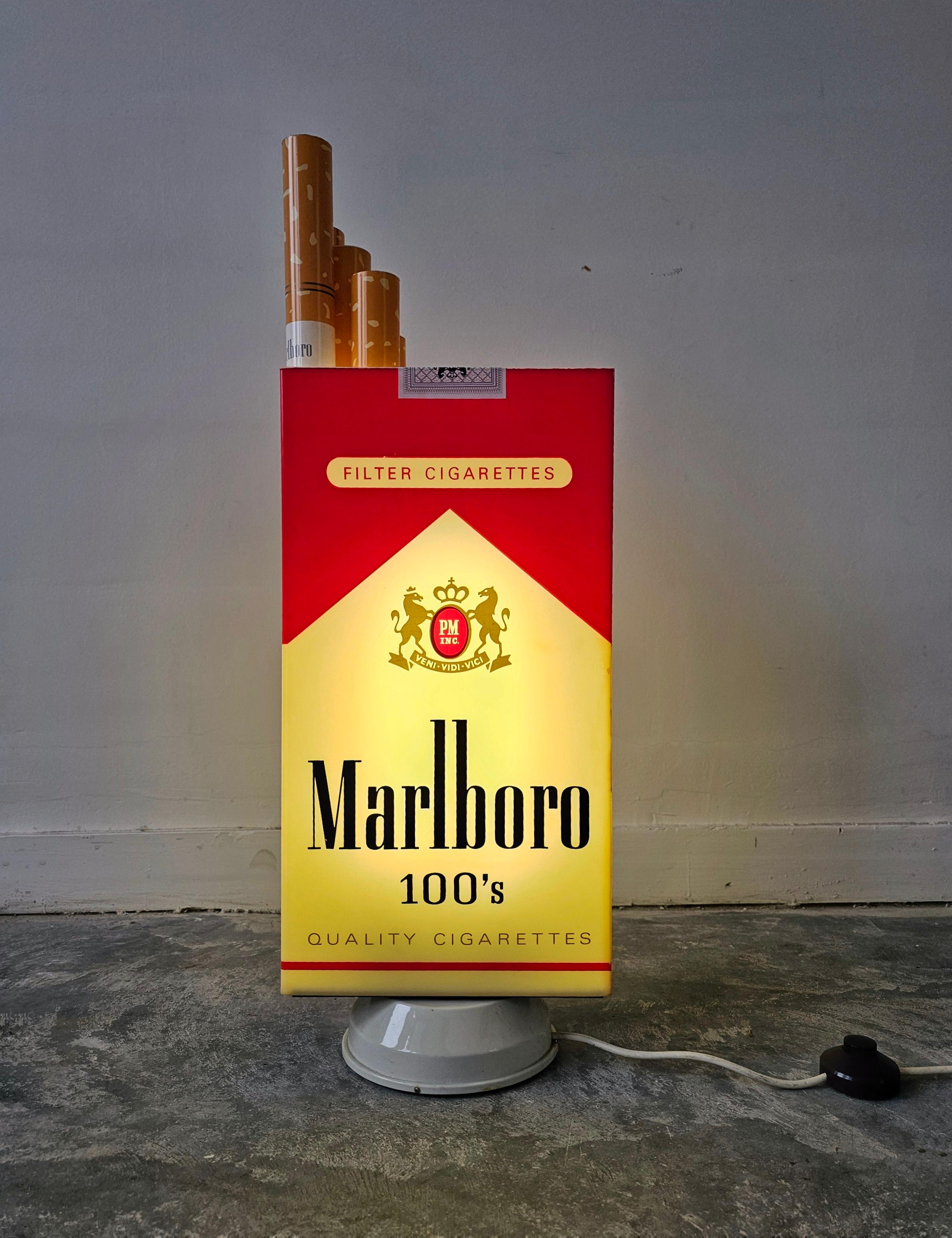 Vintage Revolving Light Up Box depicting Marlboro Cigarette Pack, USA 1980s 3