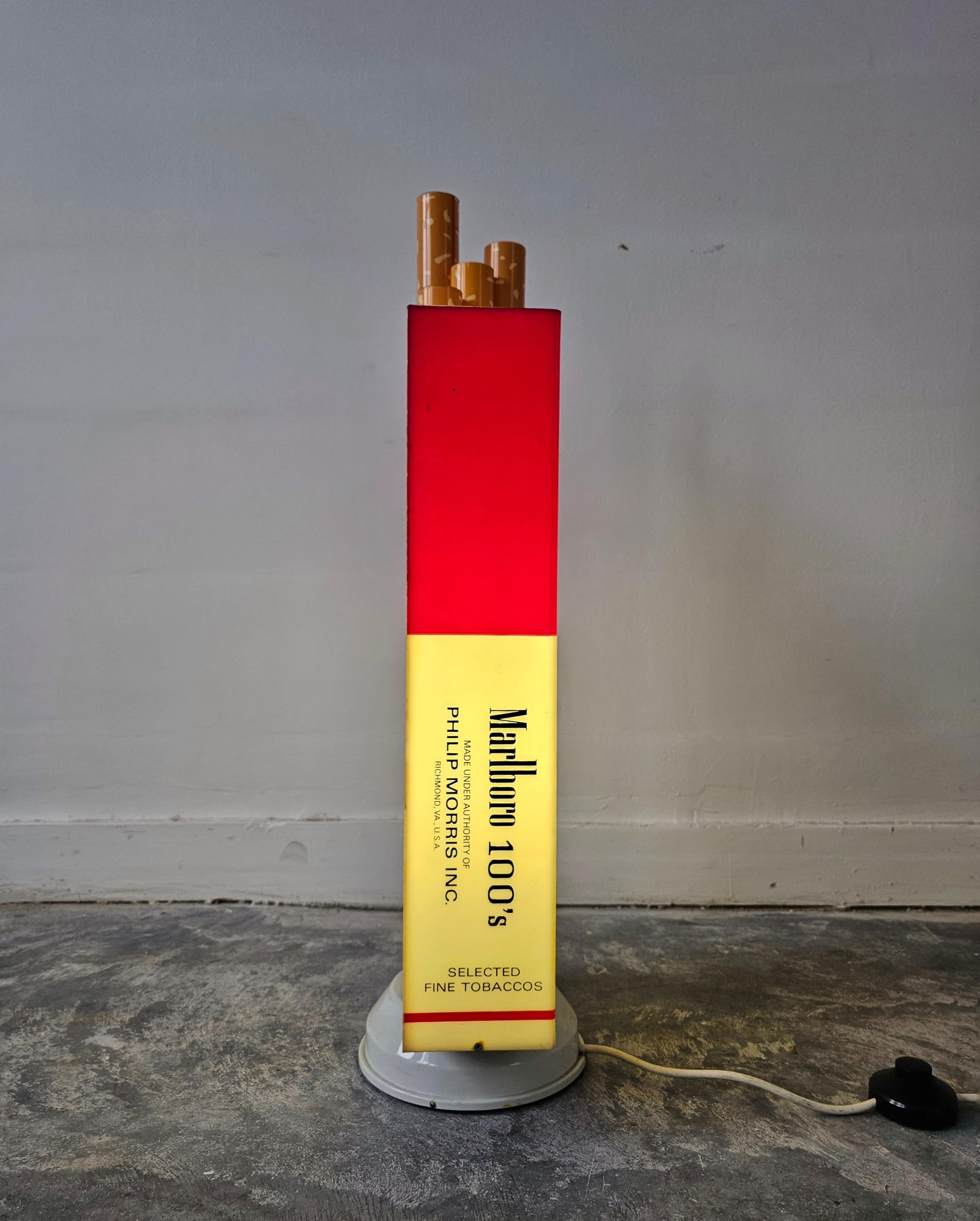 Vintage Revolving Light Up Box depicting Marlboro Cigarette Pack, USA 1980s 1