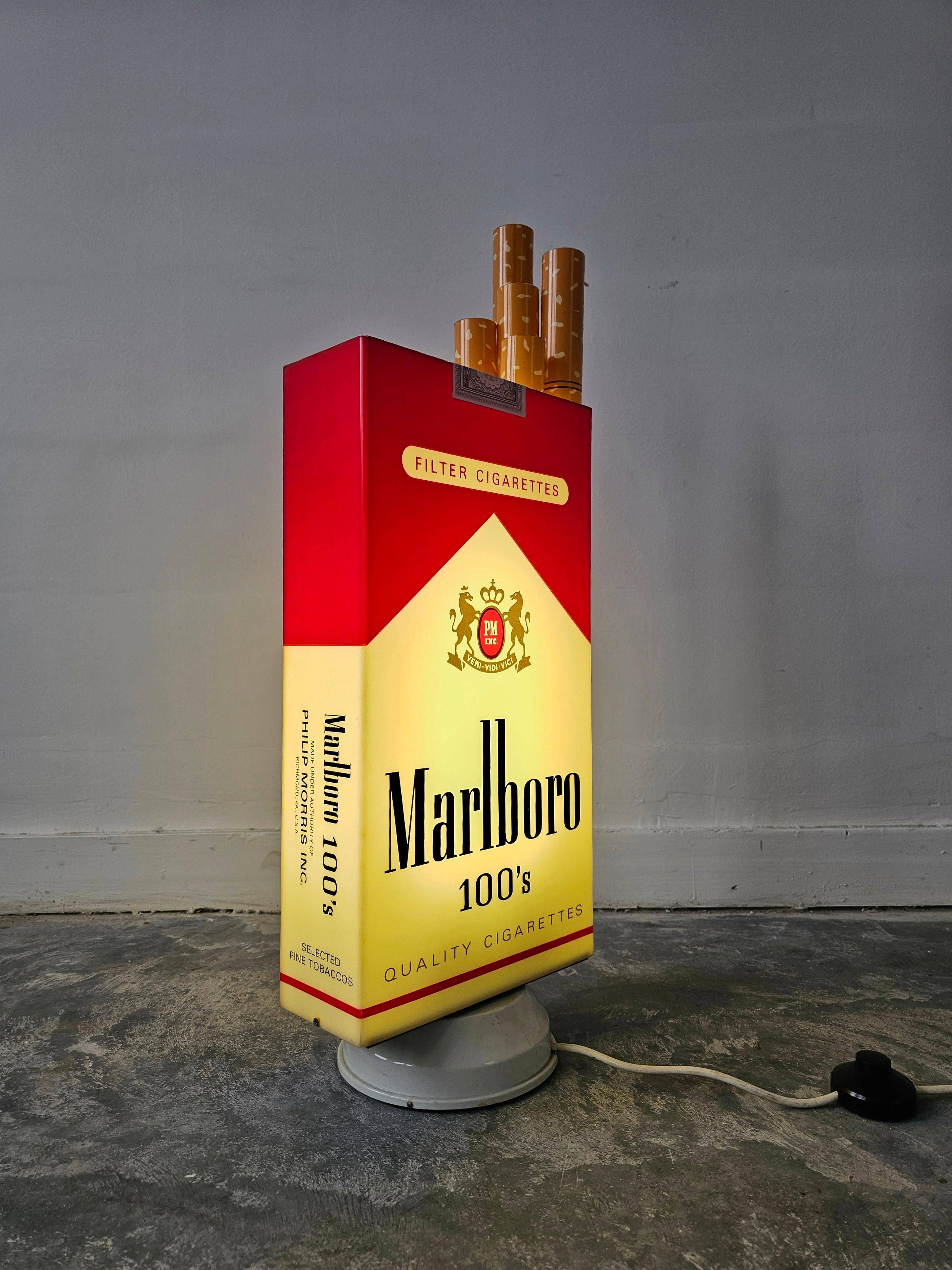 Vintage Revolving Light Up Box depicting Marlboro Cigarette Pack, USA 1980s 2
