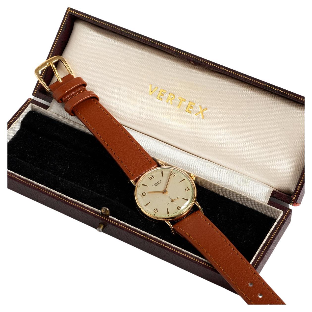 Vintage Revue Dress Watch, 9k Yellow Gold. 1950s, Outstanding Condition for Age For Sale