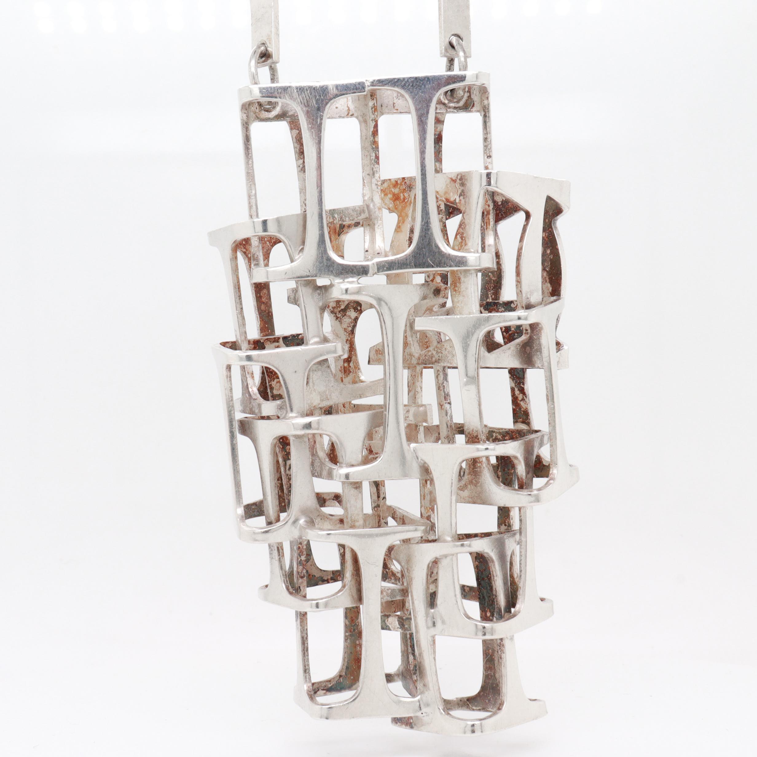 Vintage Rey Urban per A. Fausing Collana modernista in argento 925 in vendita 5